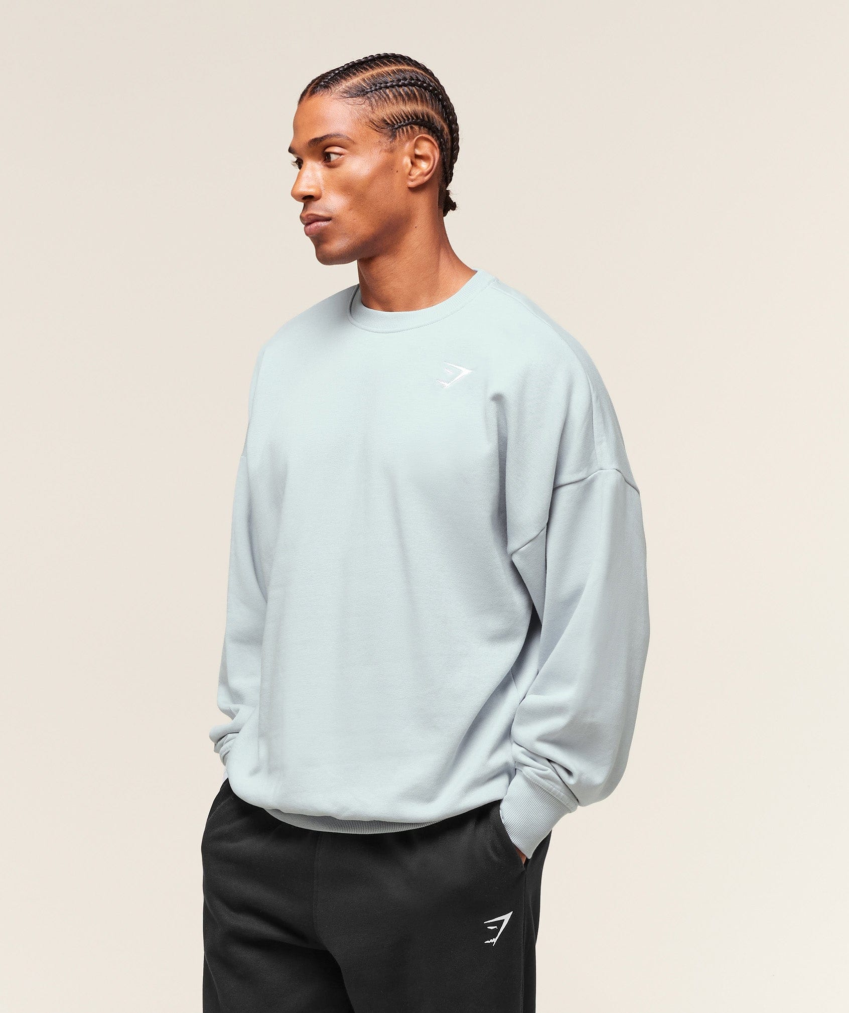 Gymshark Crest Oversized Crew - Smoke Blue