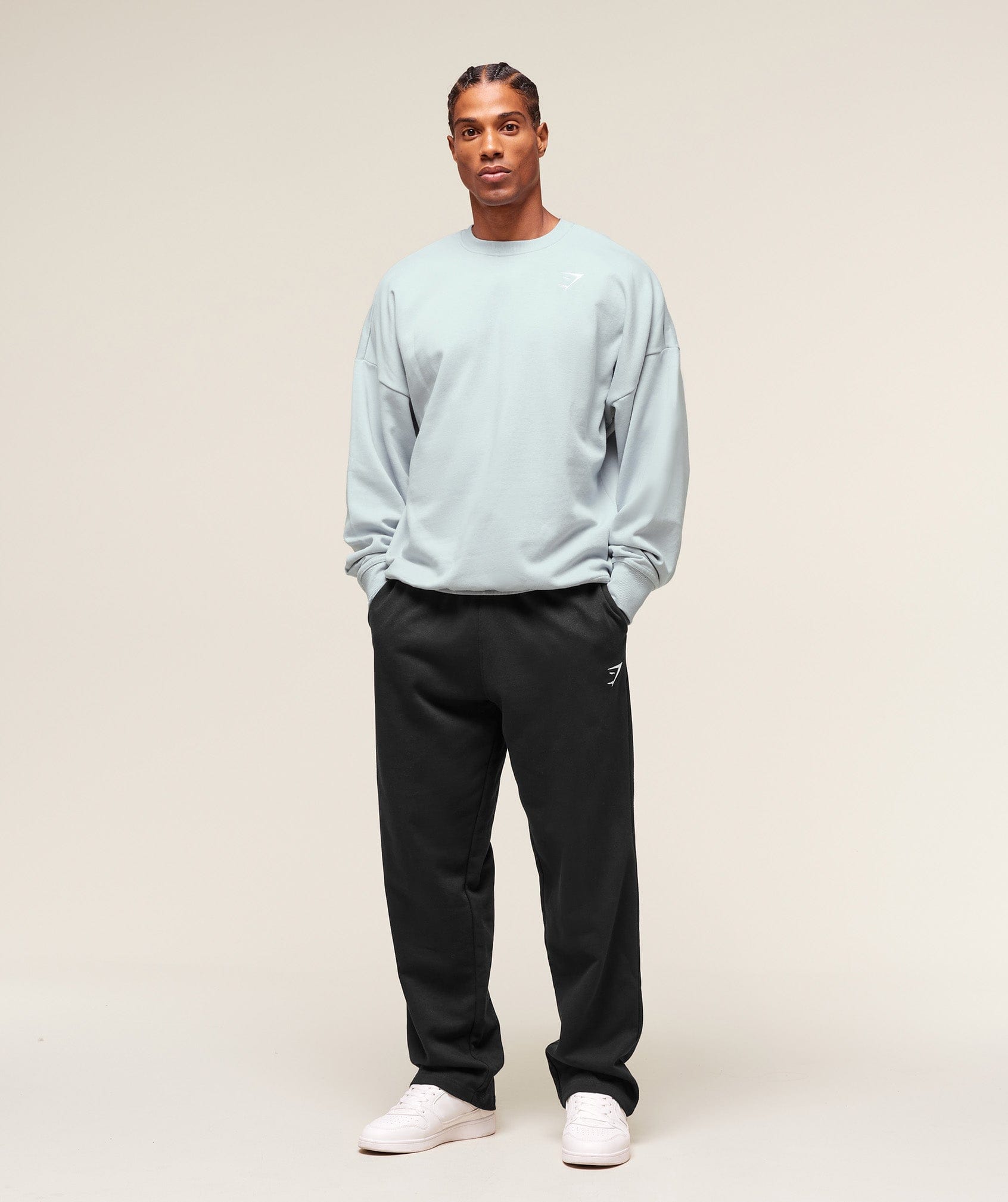 Gymshark Crest Oversized Crew - Smoke Blue