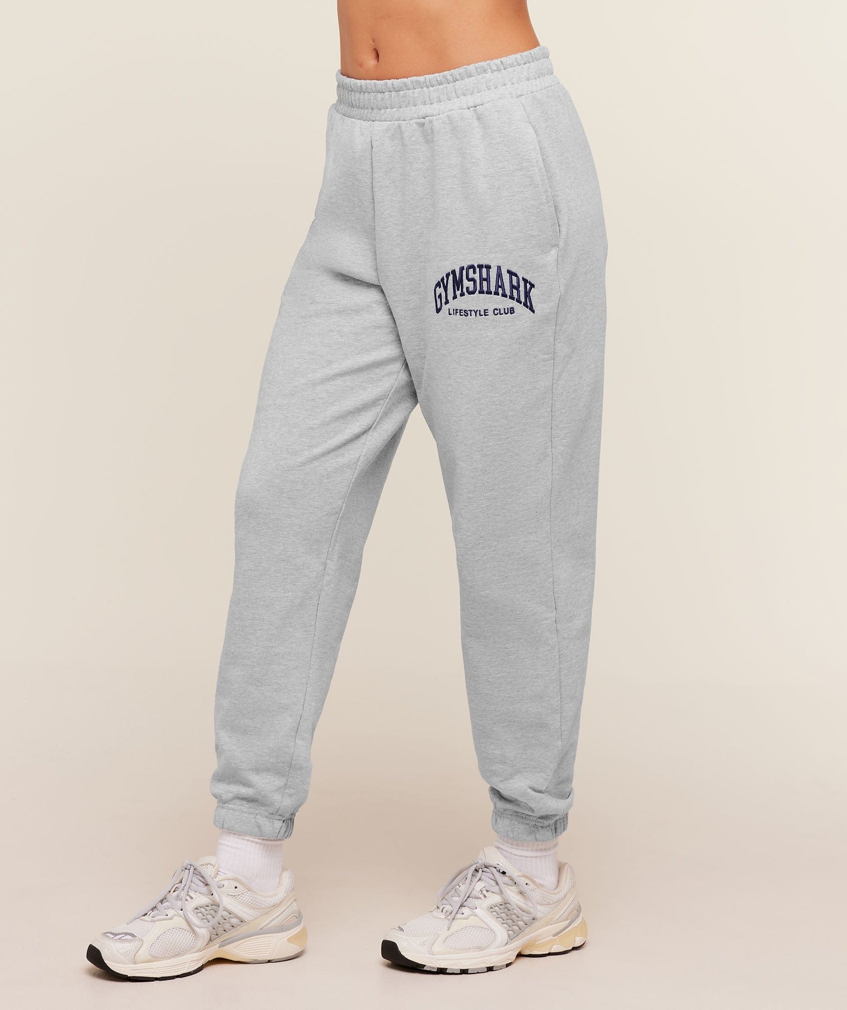 Gymshark Collegiate Graphic Joggers - Light Grey Core Marl