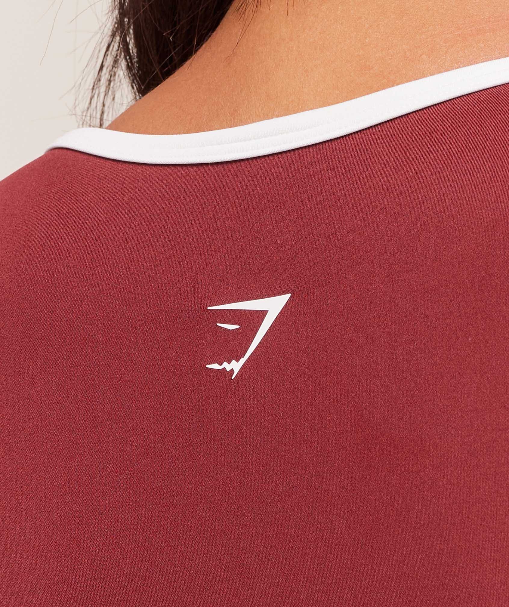 Gymshark Piping Long Sleeve Crop Top - Sets Red/Carmine Red/Soft White