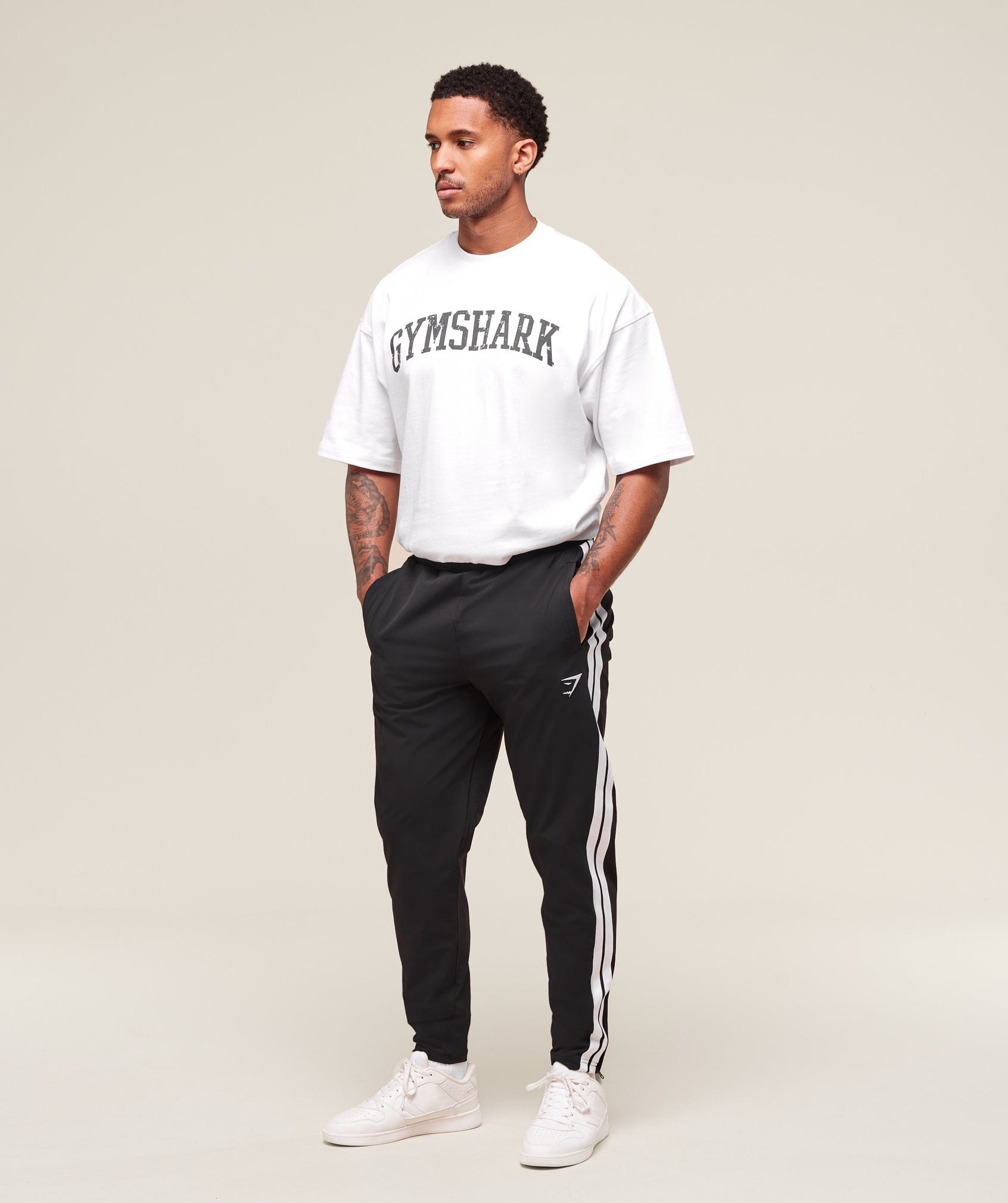 Gymshark Retro Side Stripe Joggers - Black
