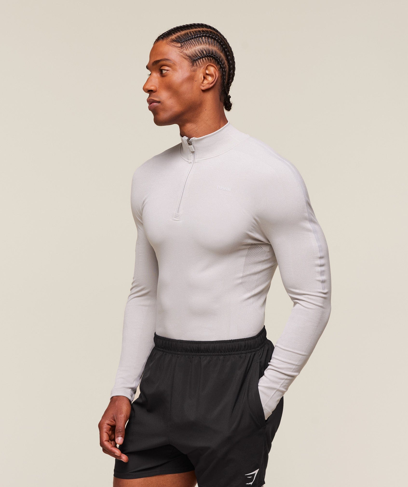 Gymshark everywear Warp Knit 1/4 Zip - Tame Grey