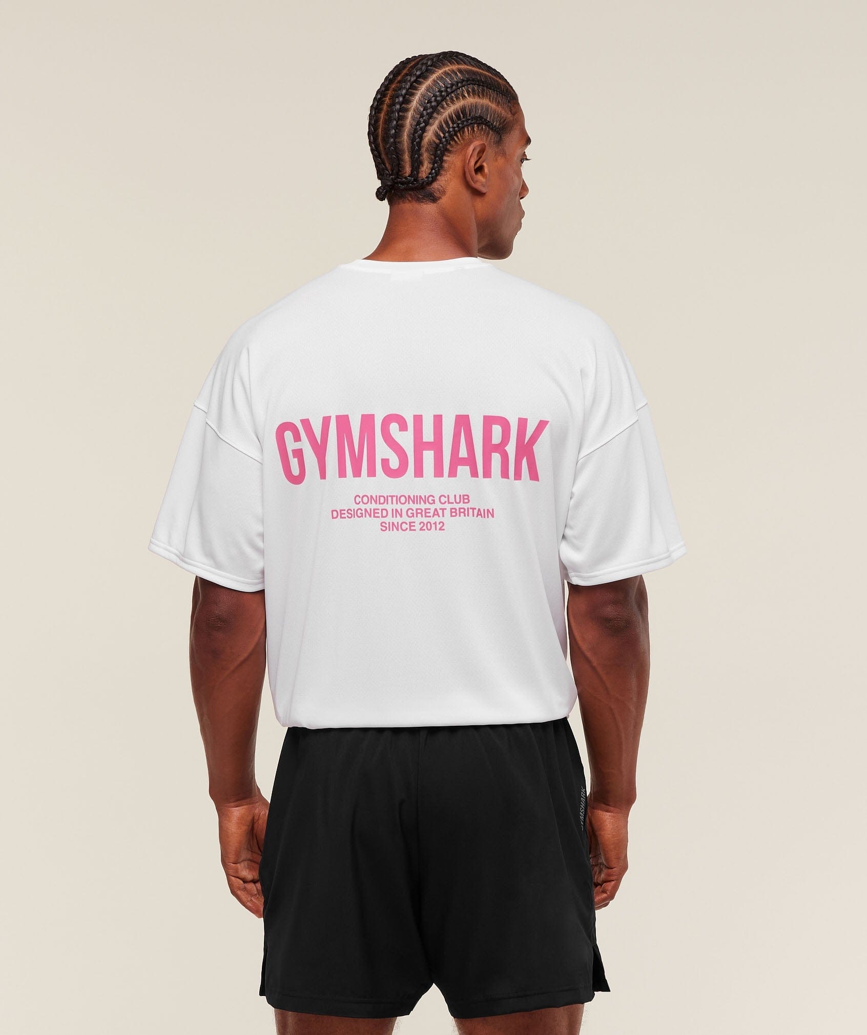 Gymshark Conditioning Club Oversized T-Shirt - White/Energy Pink
