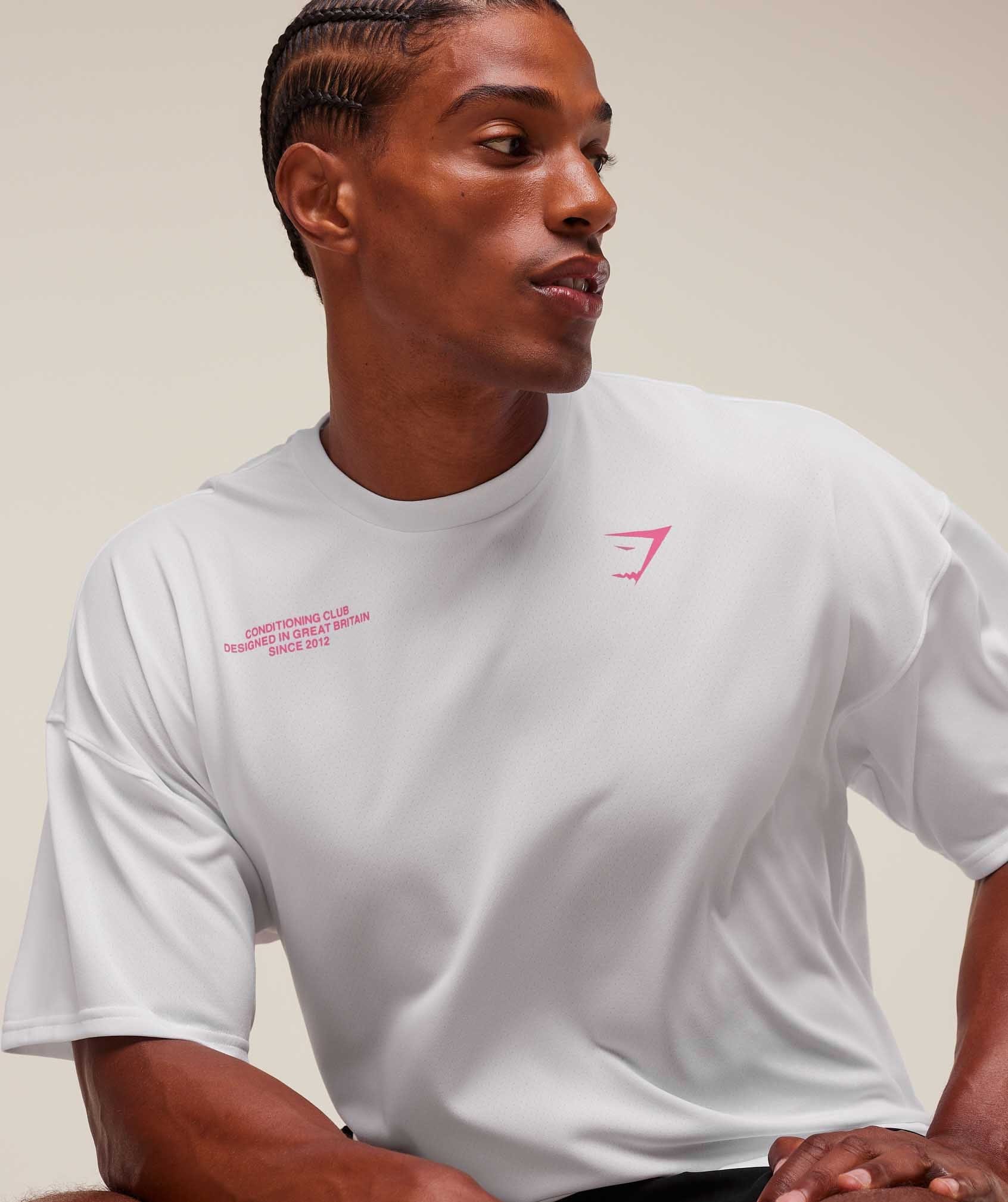 Gymshark Conditioning Club Oversized T-Shirt - White/Energy Pink
