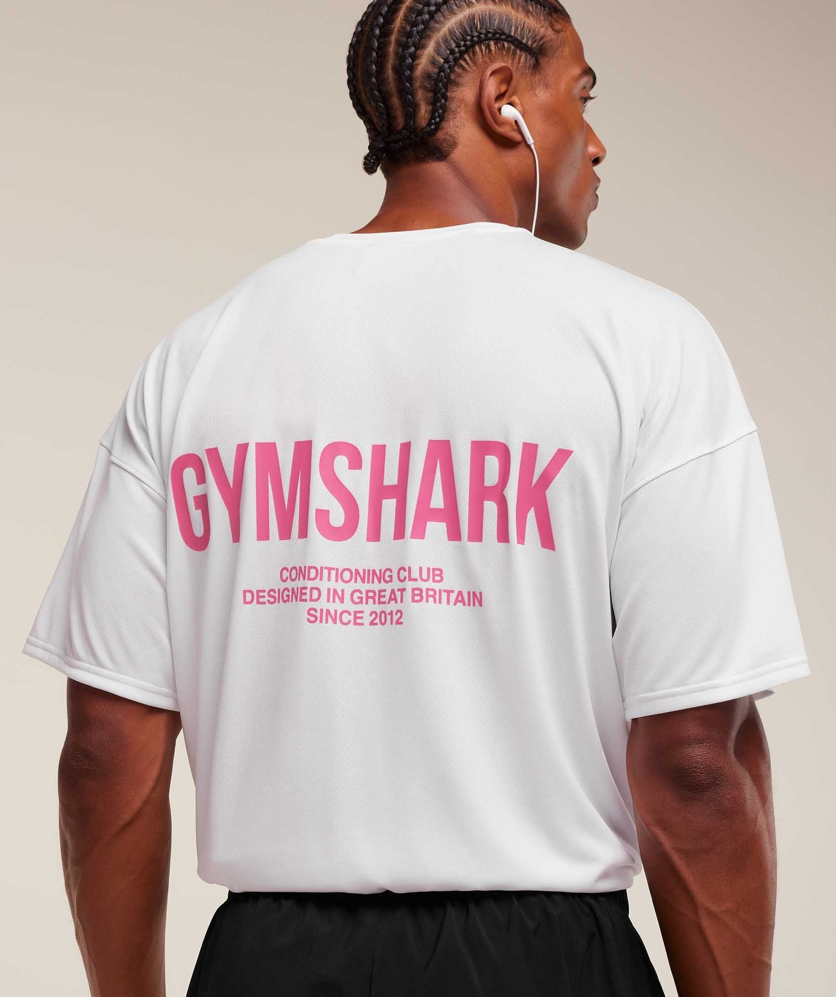 Gymshark Conditioning Club Oversized T-Shirt - White/Energy Pink