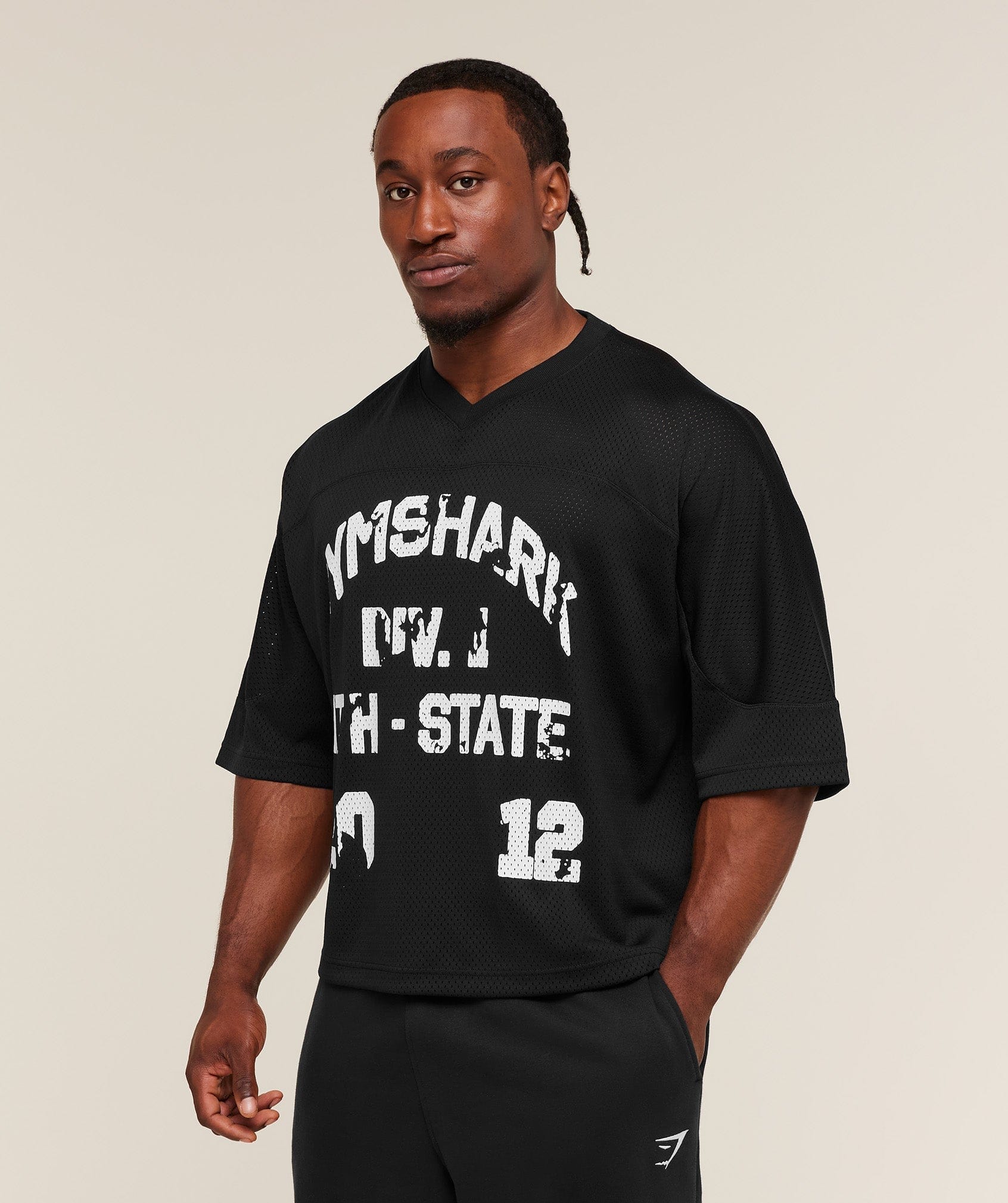 Gymshark Graphic Mesh Oversized T-Shirt - Black