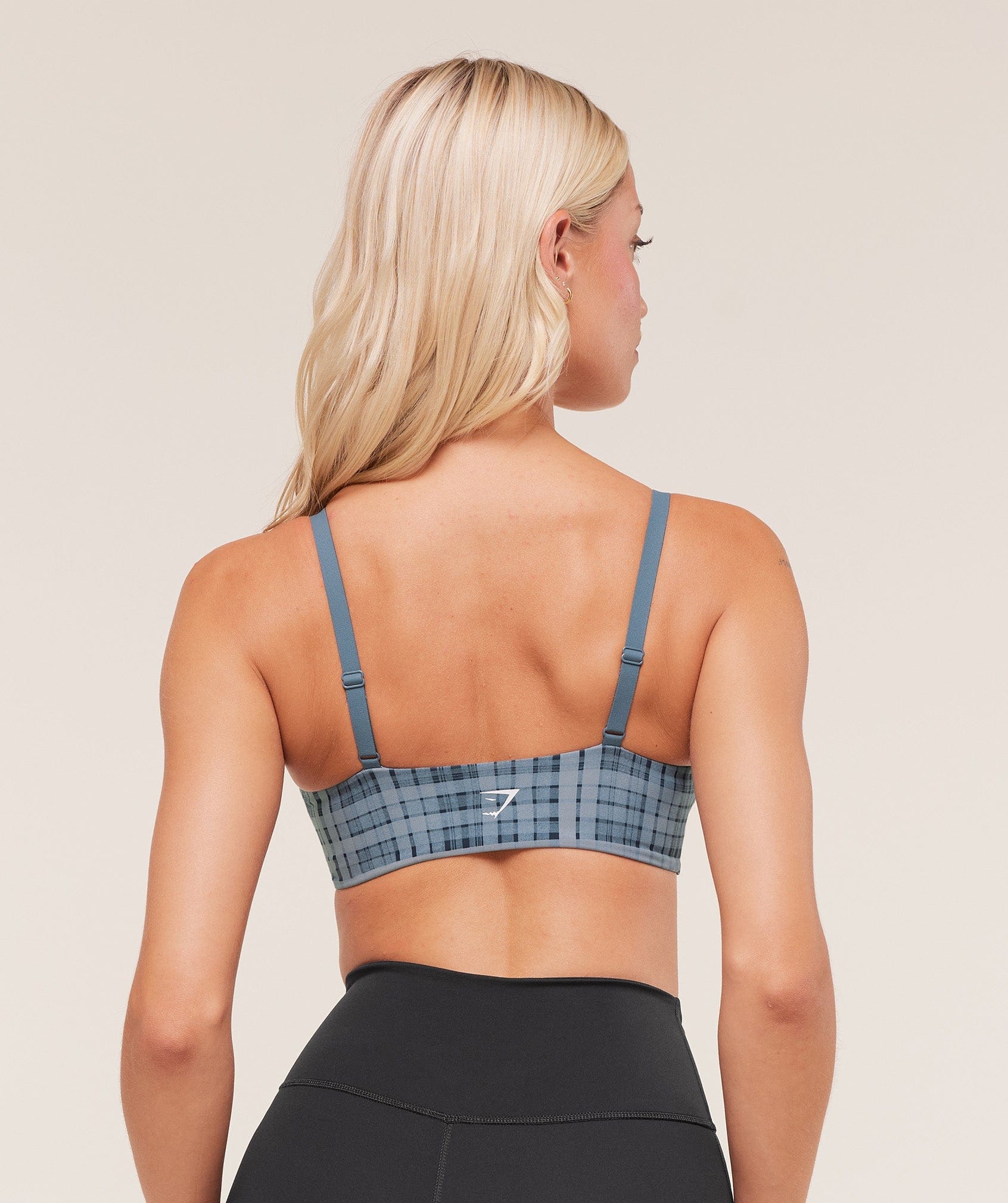 Gymshark Printed Twist Front Bralette - Denim Grey