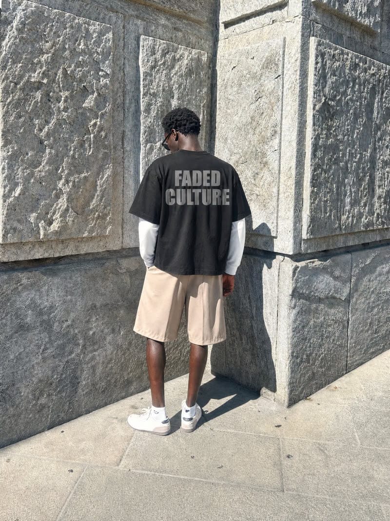 Forfksake Faded Culture Double Layered T-Shirt Black