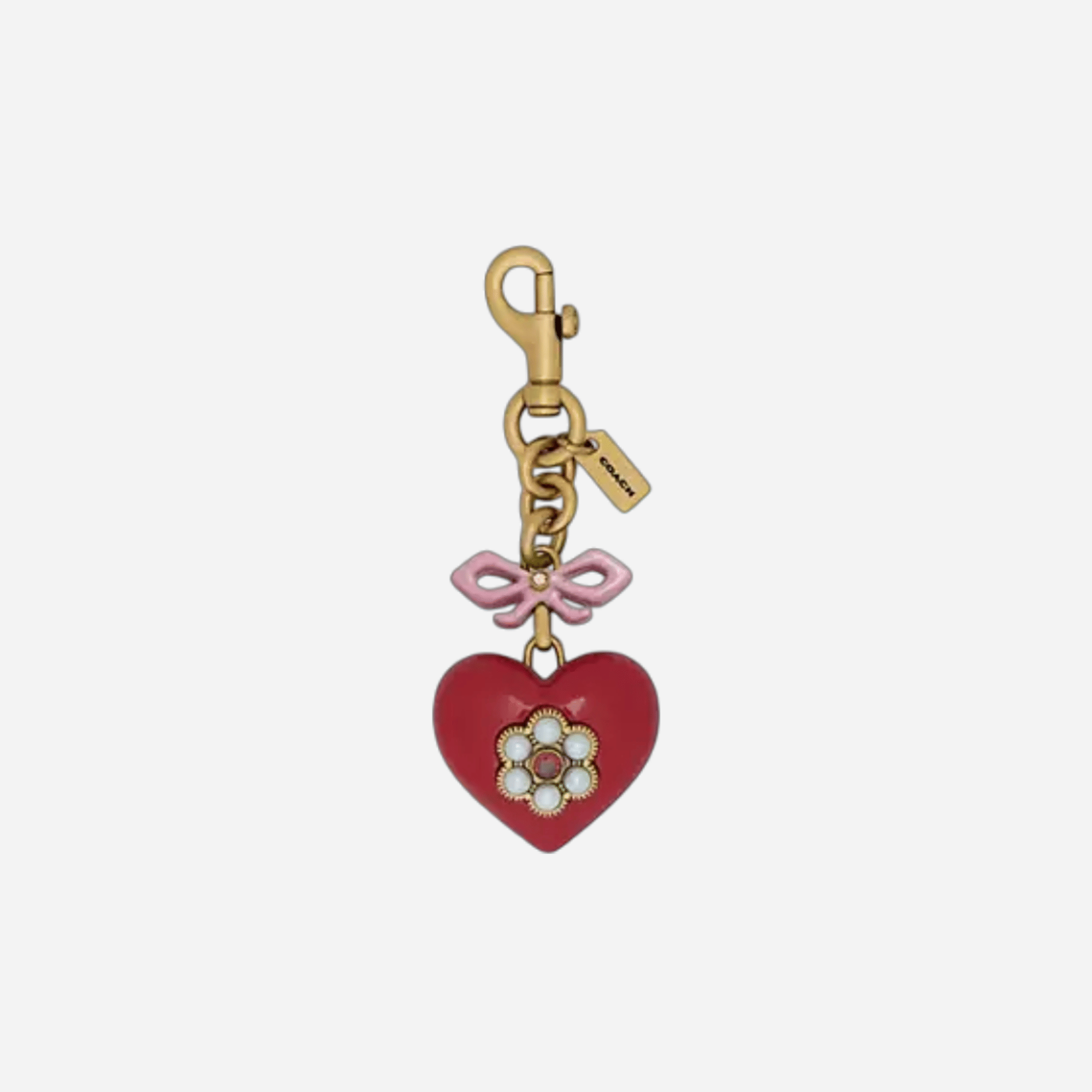 Coach Heart Bag Charm Red