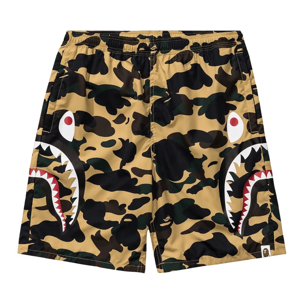 BAPE 1St Camo Side Shark Beach Shorts Yellow