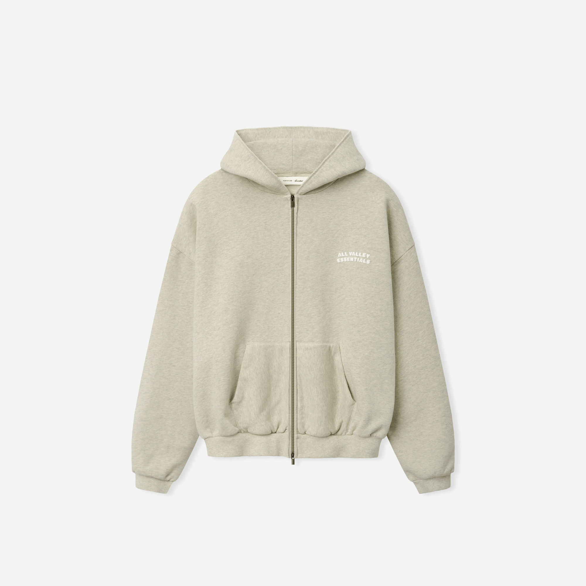 Fear Of God Essentials 90s Zip-Up Hoodie Washed Vanilla Heather