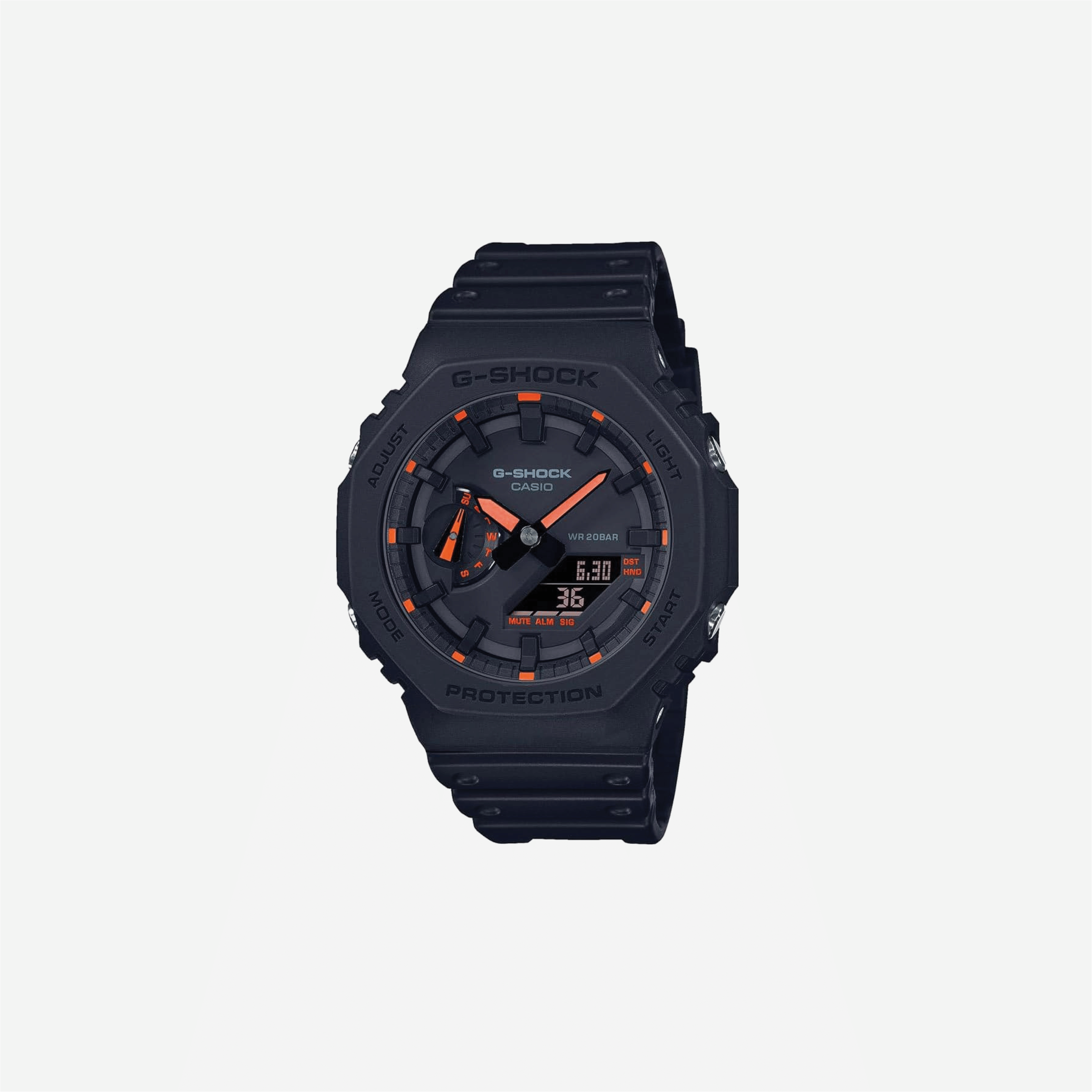 Casio G-Shock GA-2100-1A4ER Neon Accent Black Orange Watch