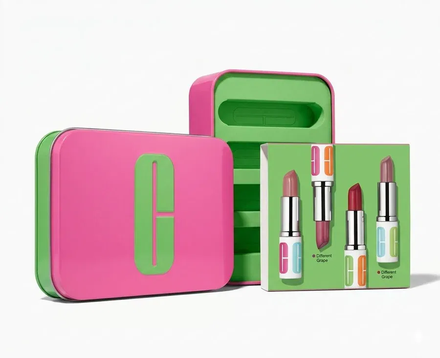 Clinique Lipstick charming pink and green gift box