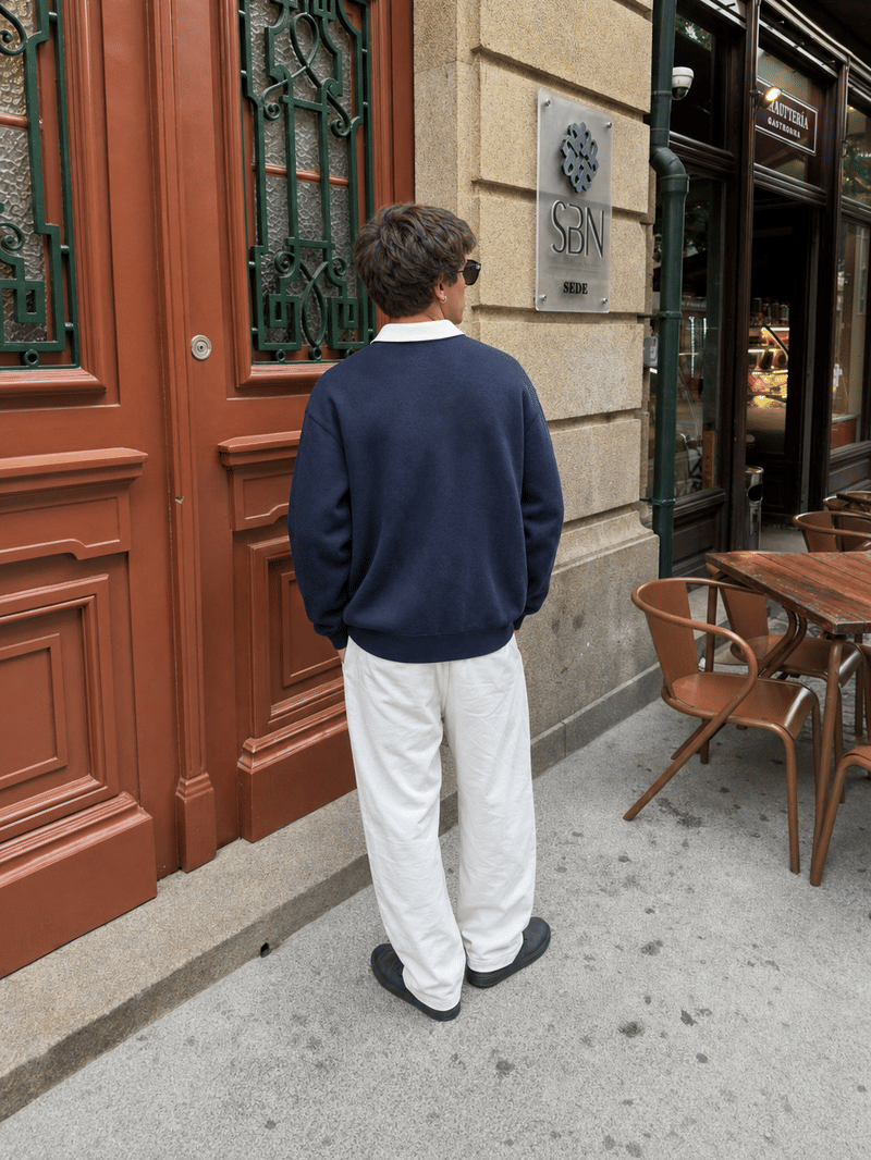 Off Supply Classic Polo Sweatshirt Navy Blue