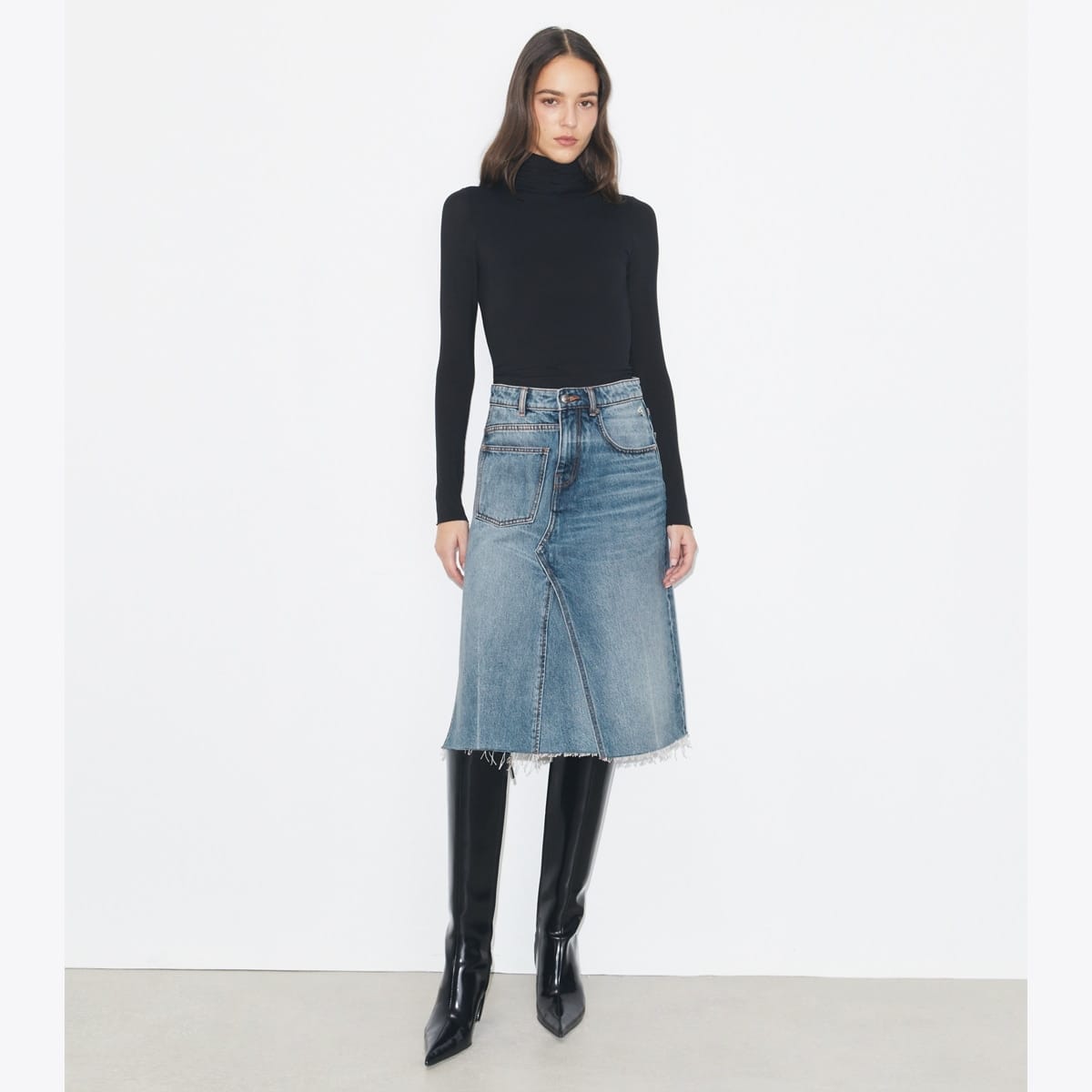 Deconstructed Denim Skirt