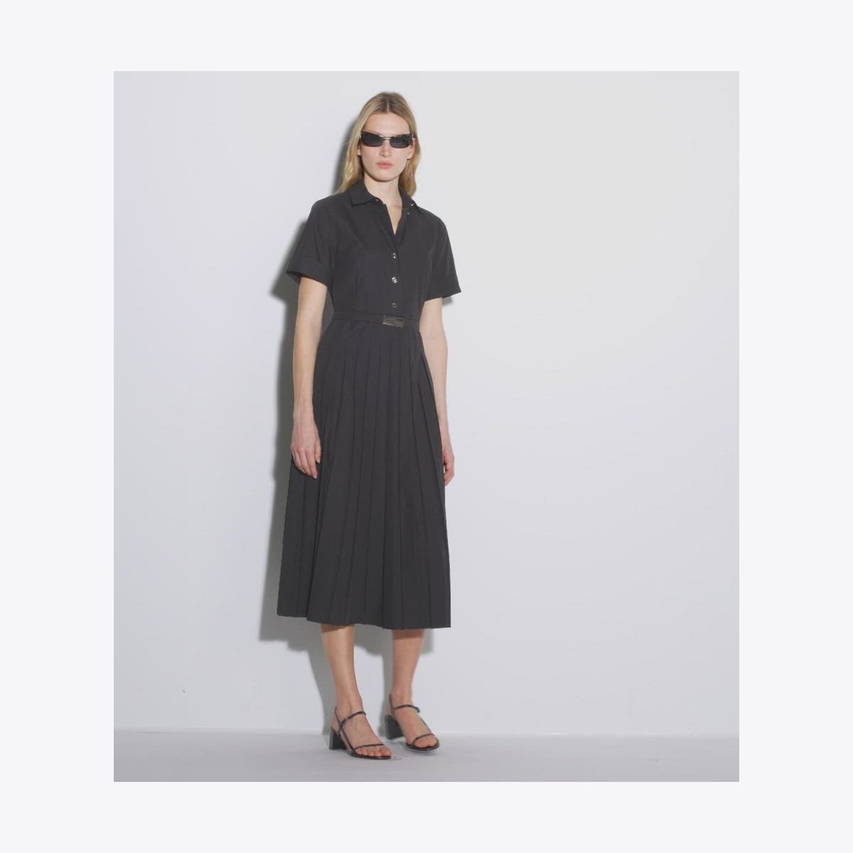 Pleated Poplin Shirtdress