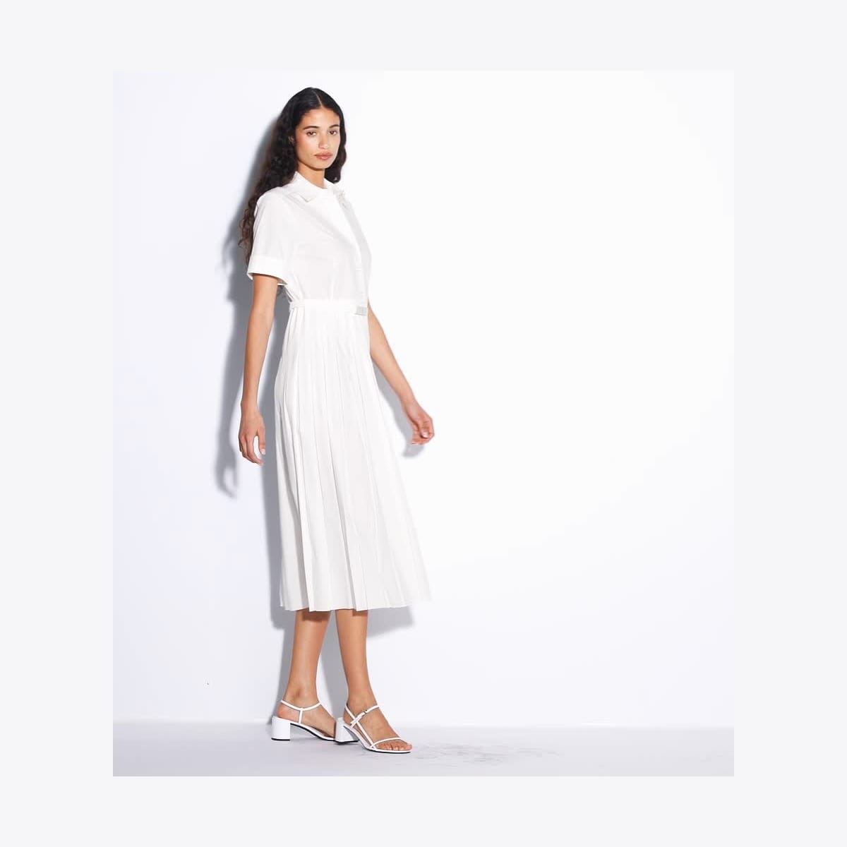 Pleated Poplin Shirtdress
