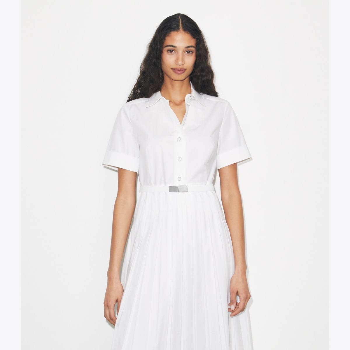 Pleated Poplin Shirtdress