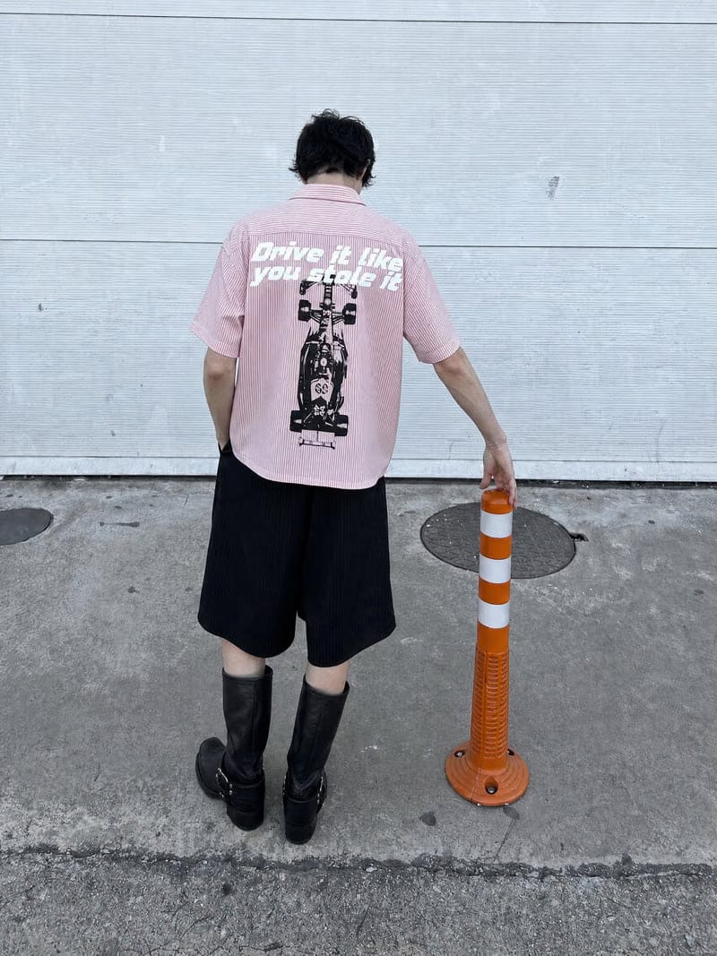 Forfksake Stole It Boxy Fit Pink Striped Shirt