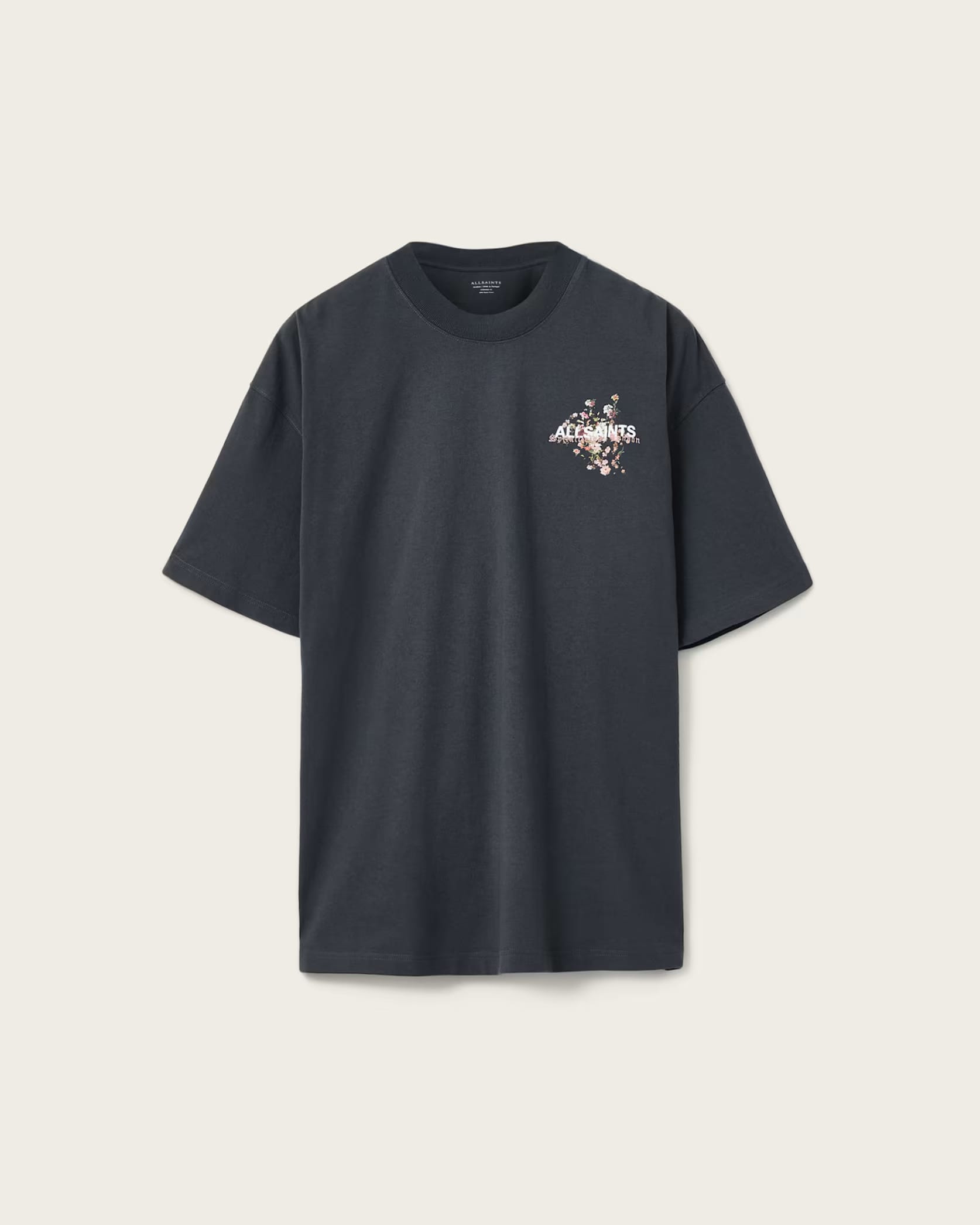 ALL SAINTS Valen Oversized Graphic Washed Black T-Shirt