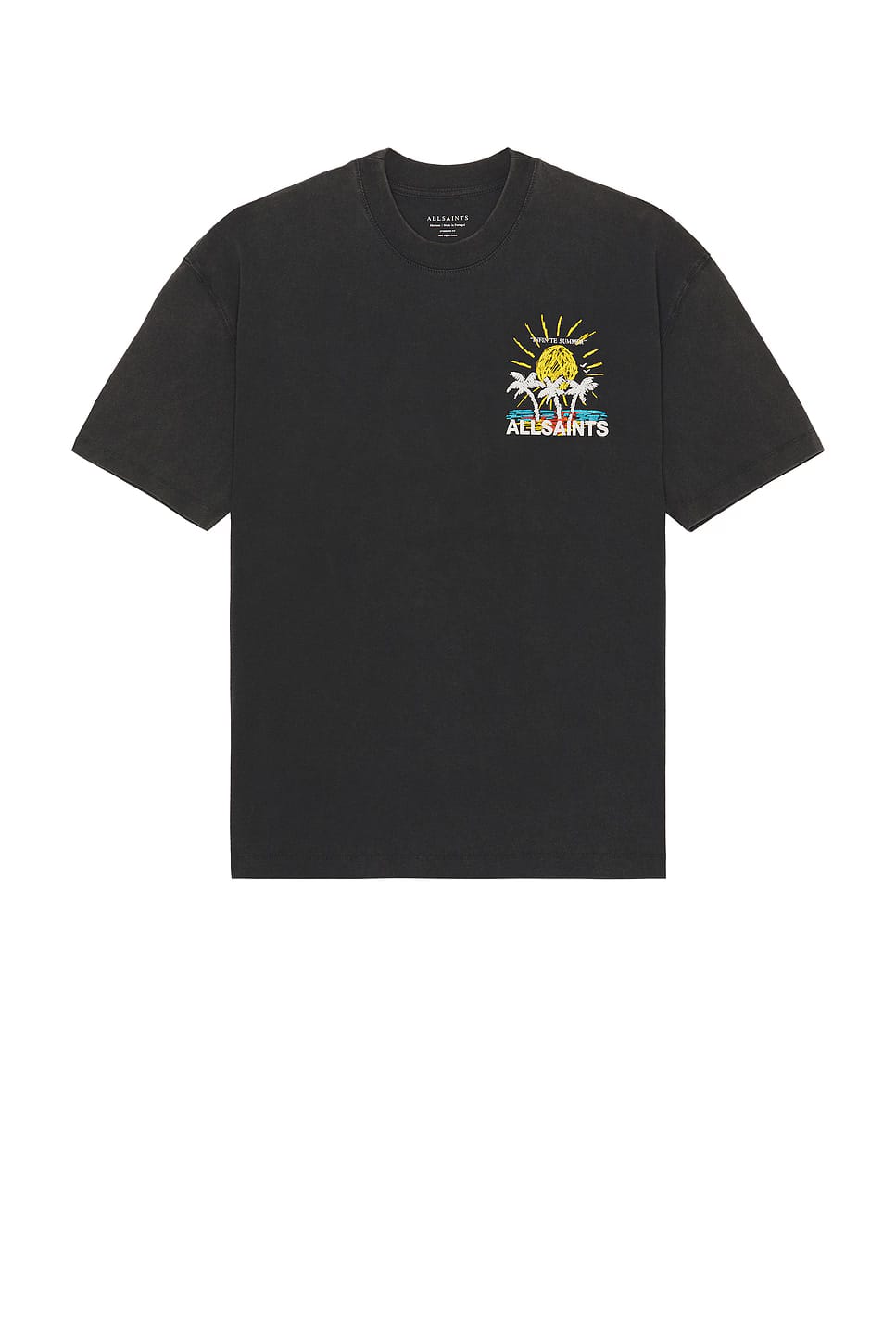 ALL SAINTS Cove Crayon Graphic Oversized Washed Black T-Shirt