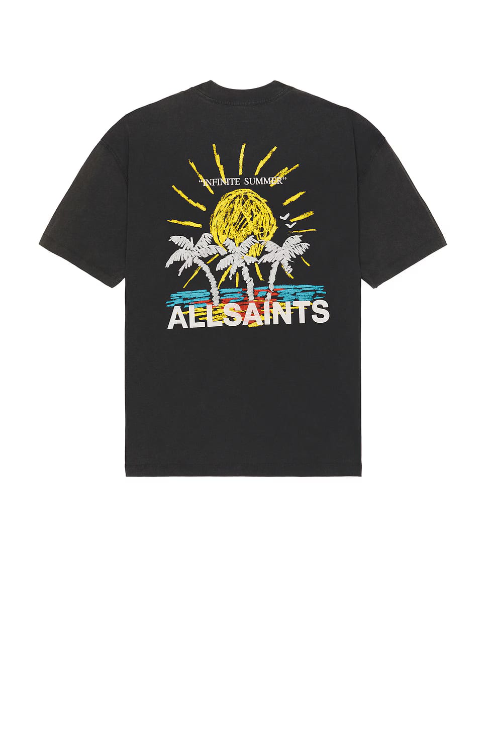 ALL SAINTS Cove Crayon Graphic Oversized Washed Black T-Shirt