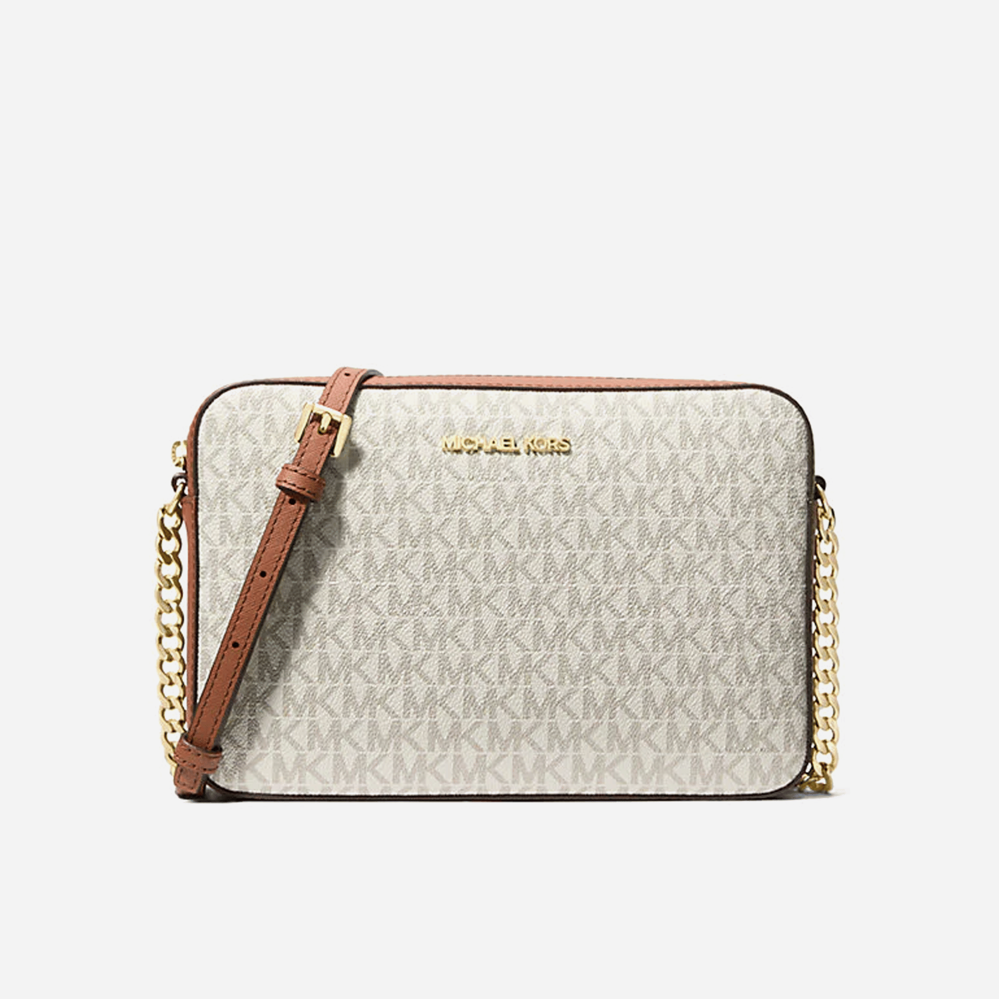 Michael Kors Jet Set Large Metallic Signature Logo Crossbody Bag