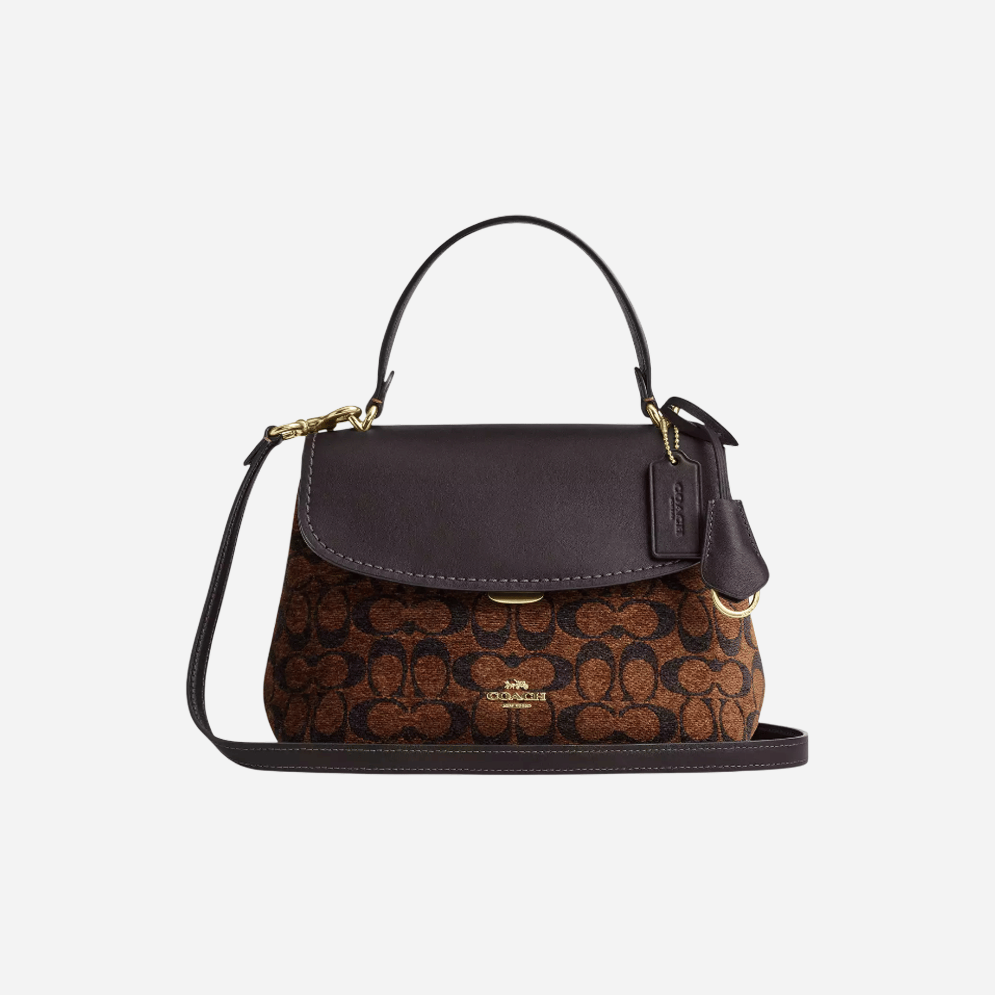 COACH Emory Top Handle Bag In Signature Chenille Gold/Truffle