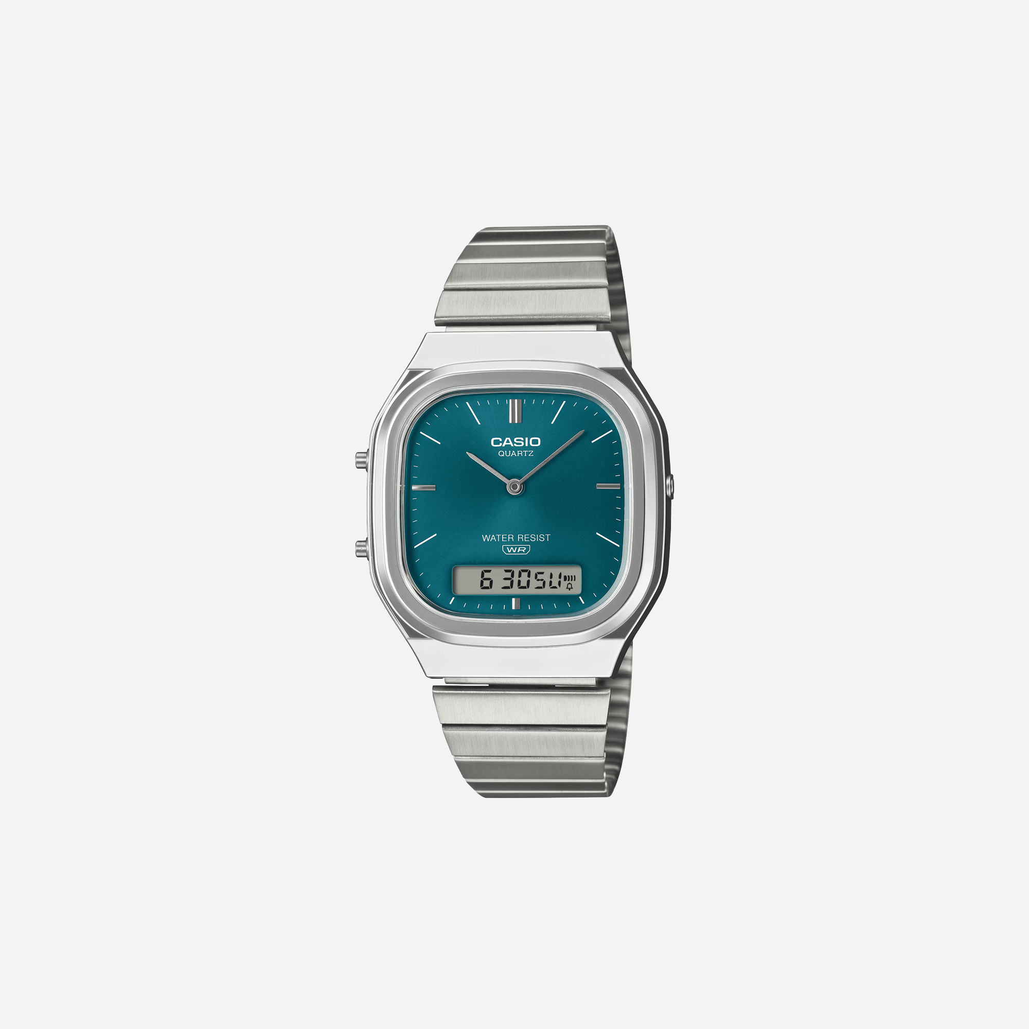 Casio Vintage AQ-240E-3A Blue Dial Analog Digital Stainless Steel Watch with Dual Time D419