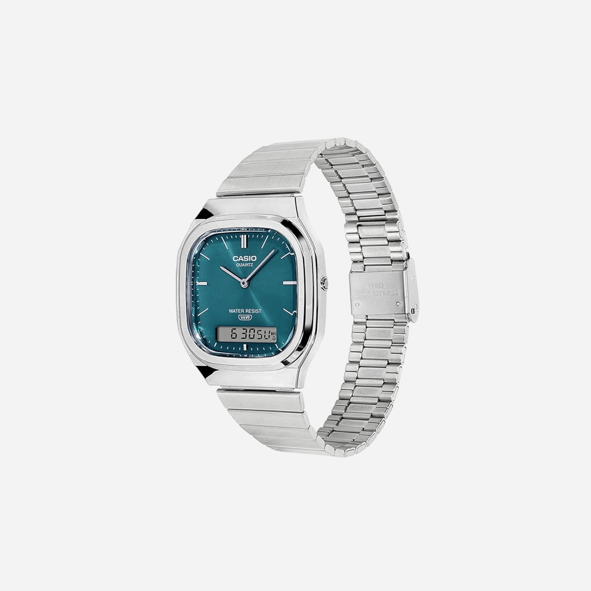 Casio Vintage AQ-240E-3A Blue Dial Analog Digital Stainless Steel Watch with Dual Time D419