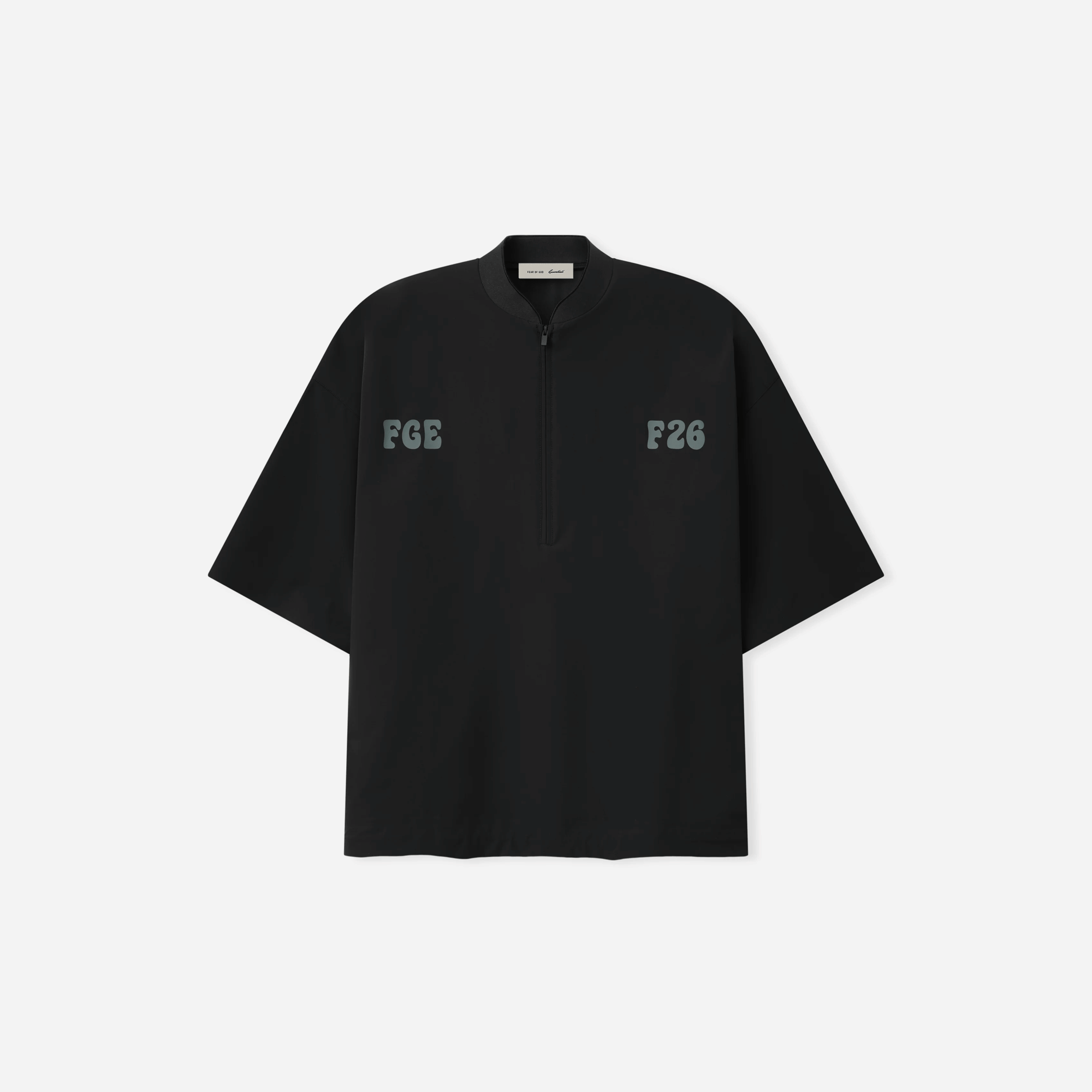 Fear Of God Essentials Half Zip Baseball Shirt Vintage Black