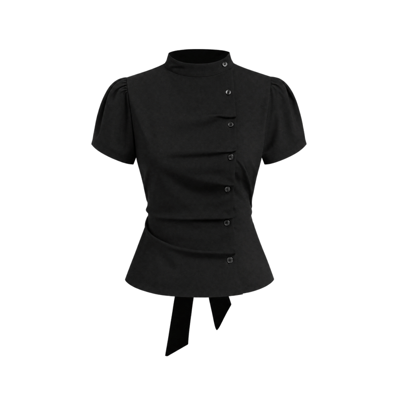 Elara Voss Colette Button Noir Wrap Top