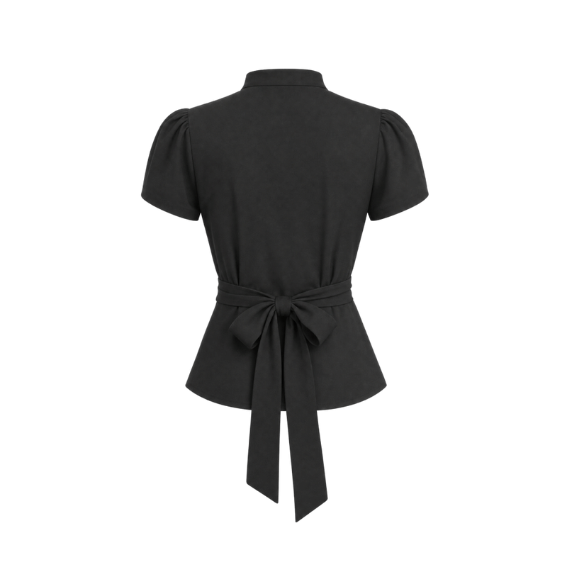 Elara Voss Colette Button Noir Wrap Top