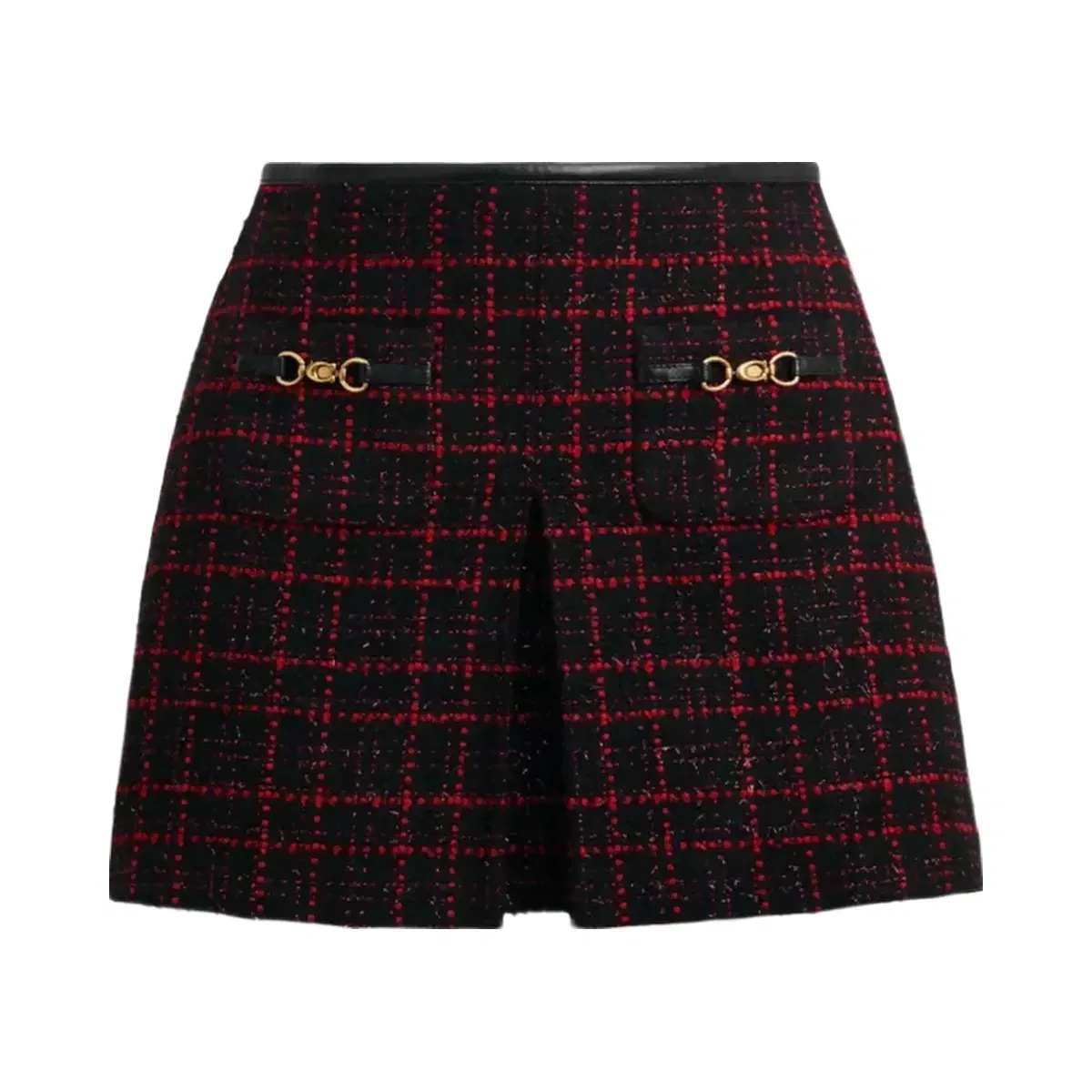 Coach Sculpted C Tweed Skirt in Red Black