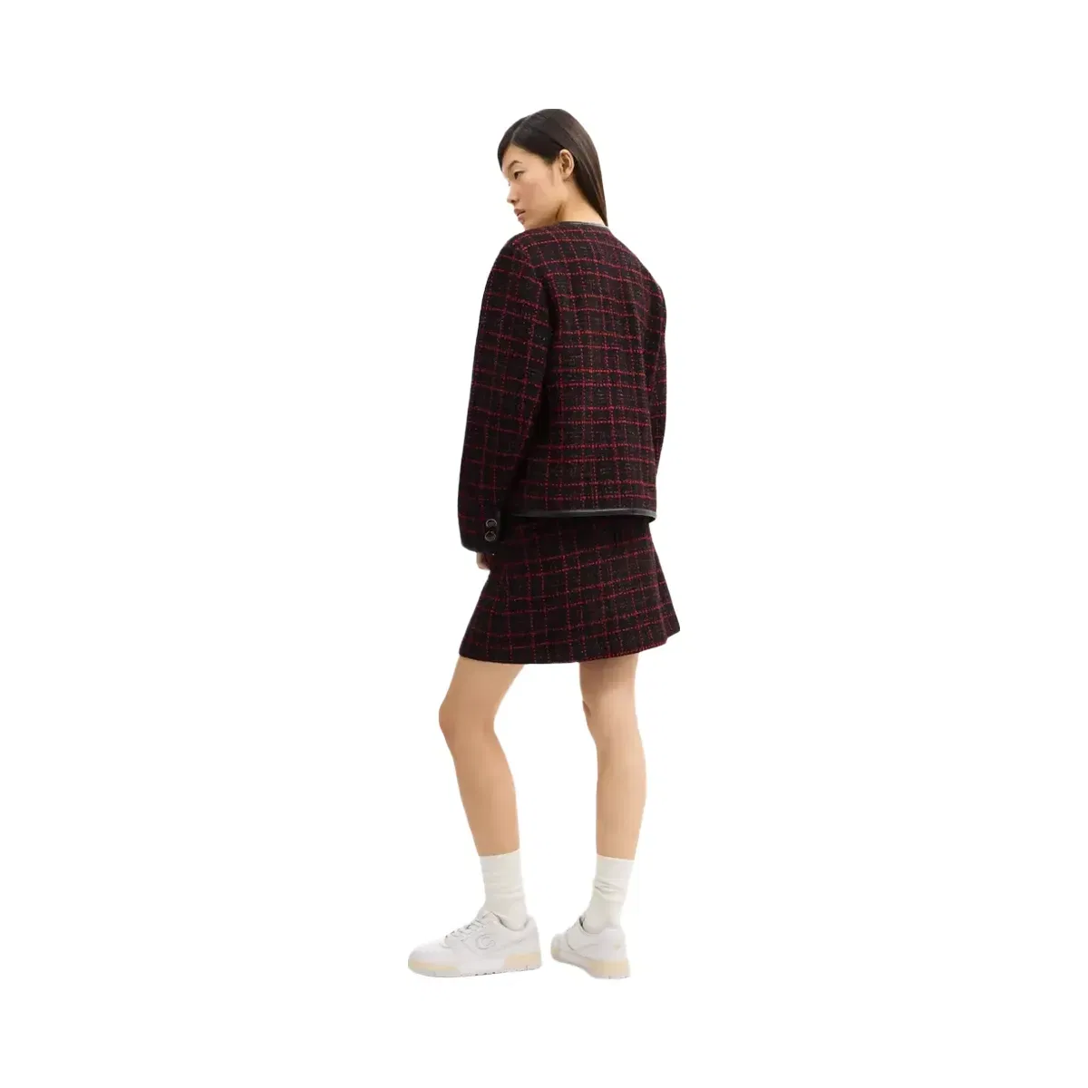 Coach Sculpted C Tweed Skirt in Red Black