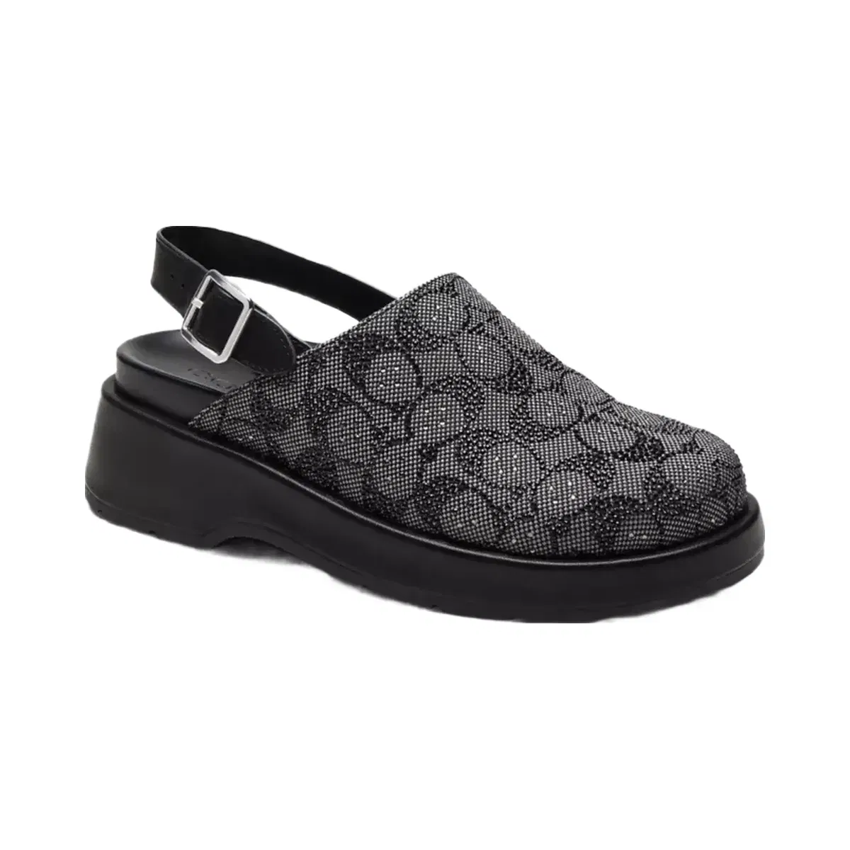 Coach Sculpted C Platform Clog In Crystal Signature Jacquard in Black