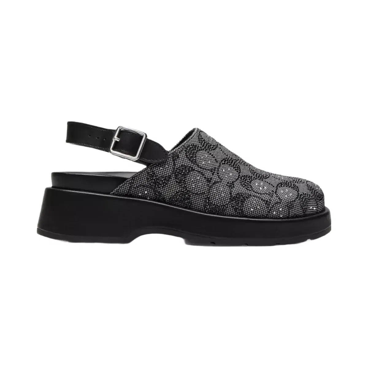 Coach Sculpted C Platform Clog In Crystal Signature Jacquard in Black