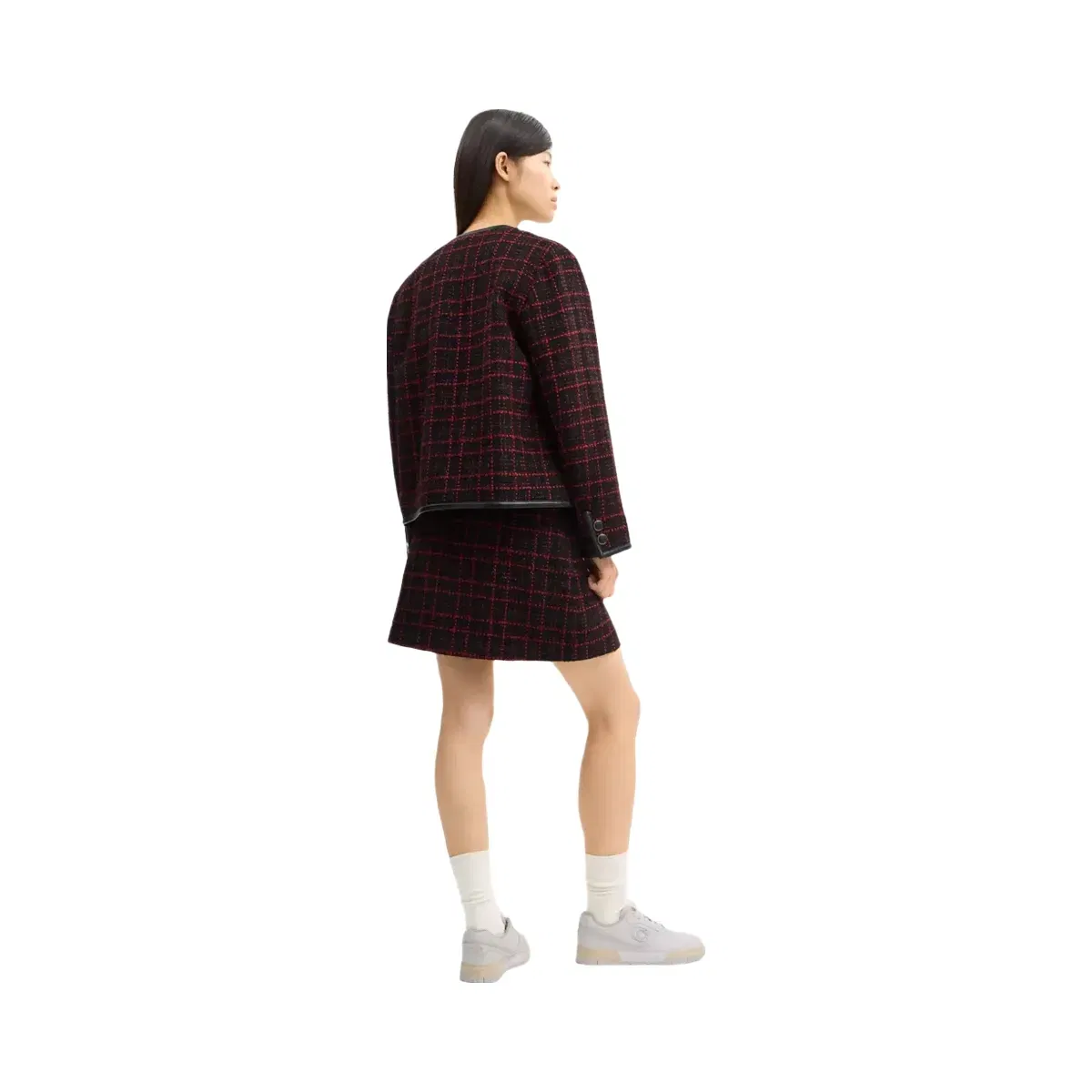 Coach Sculpted C Tweed Jacket in Red Black