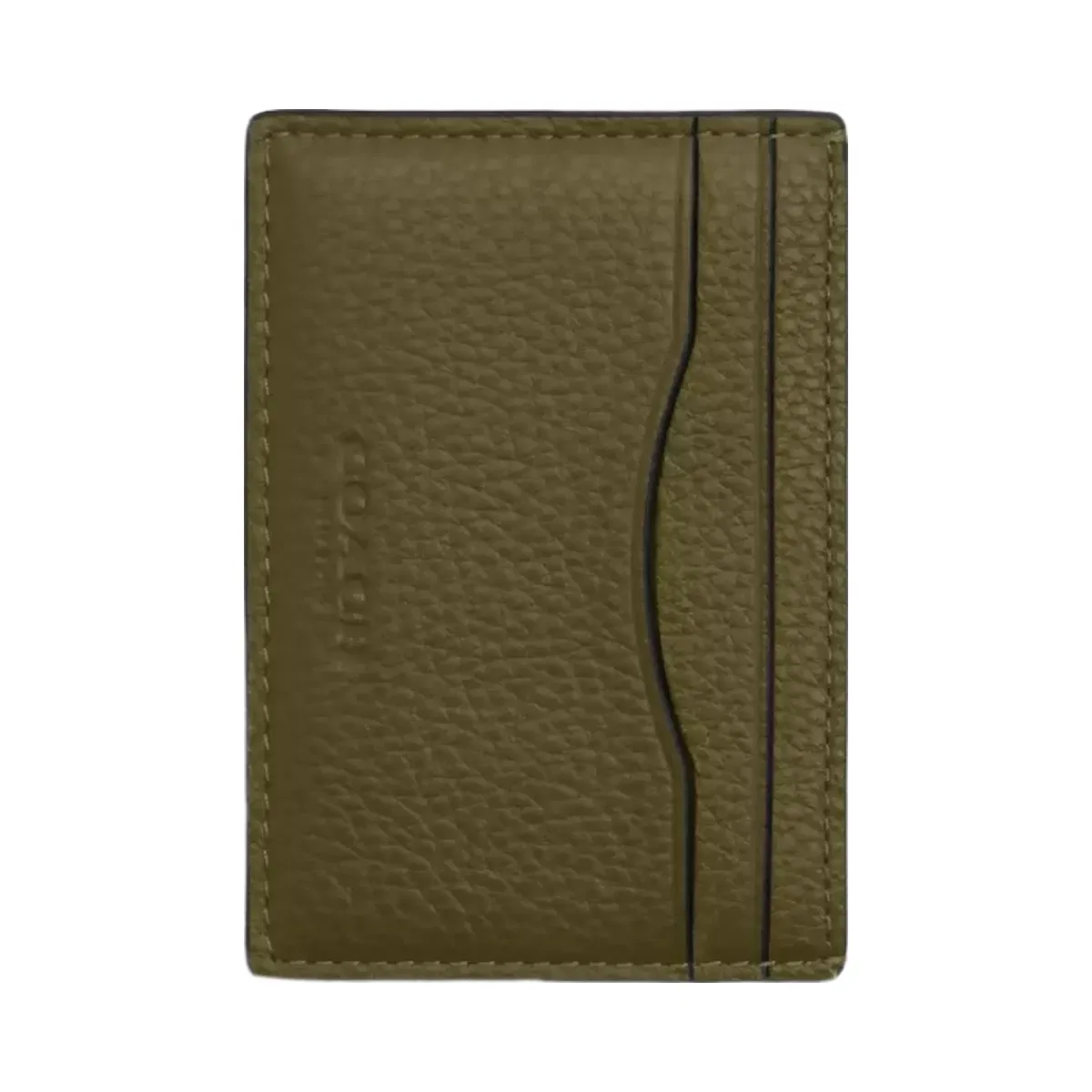 Coach Card Case With Money Clip in Silver Olive