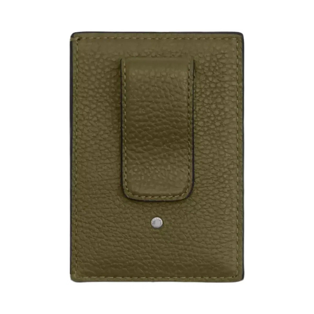 Coach Card Case With Money Clip in Silver Olive
