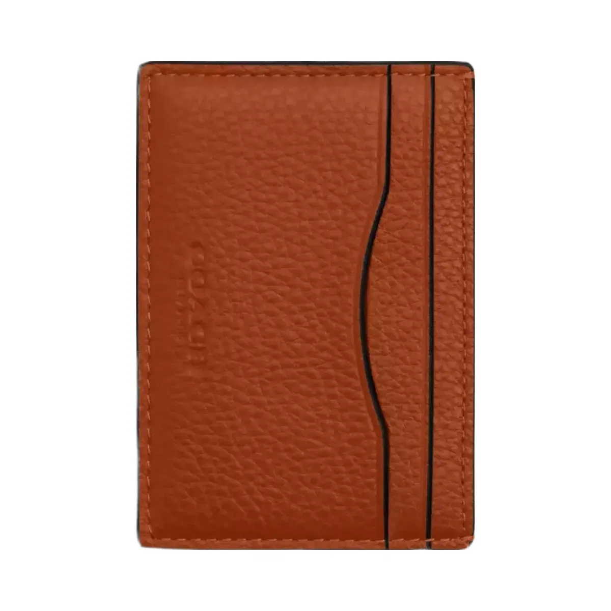 Coach Card Case With Money Clip in Silver Amber Brown