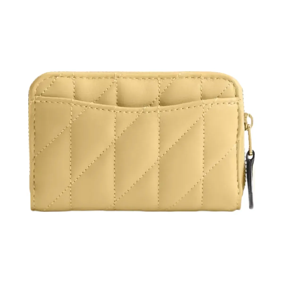 Coach Essential Small Zip Around Card Case With Pillow Quilting in Brass Vanilla
