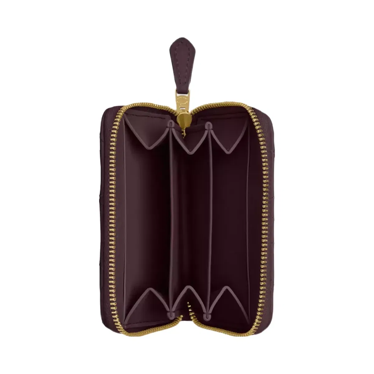Coach Essential Small Zip Around Card Case With Pillow Quilting in Brass Black Currant