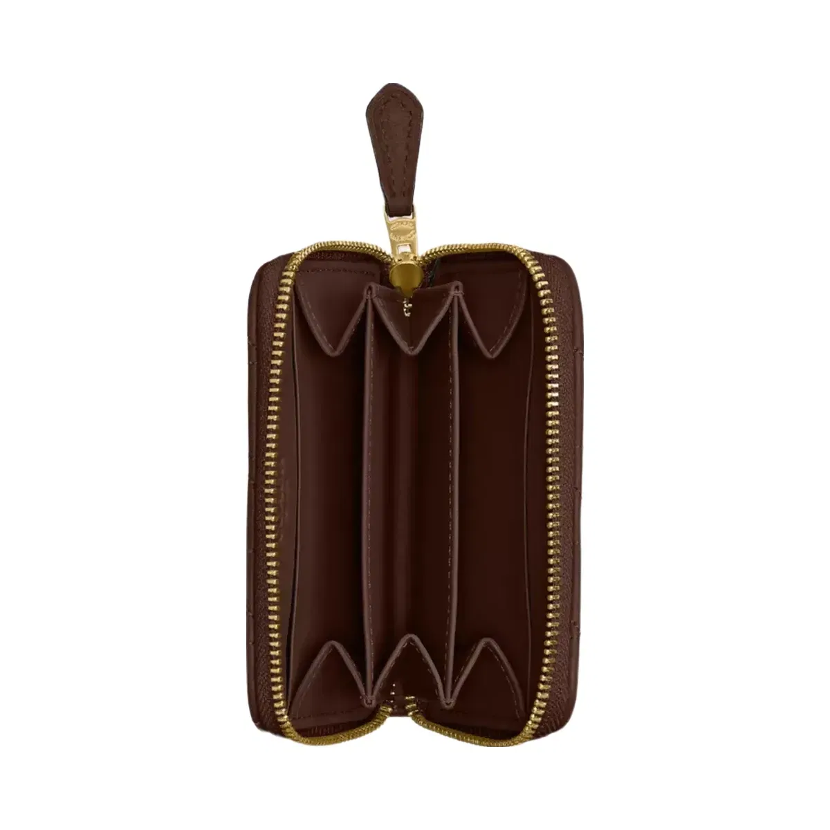Coach Essential Small Zip Around Card Case With Pillow Quilting Brass Maple