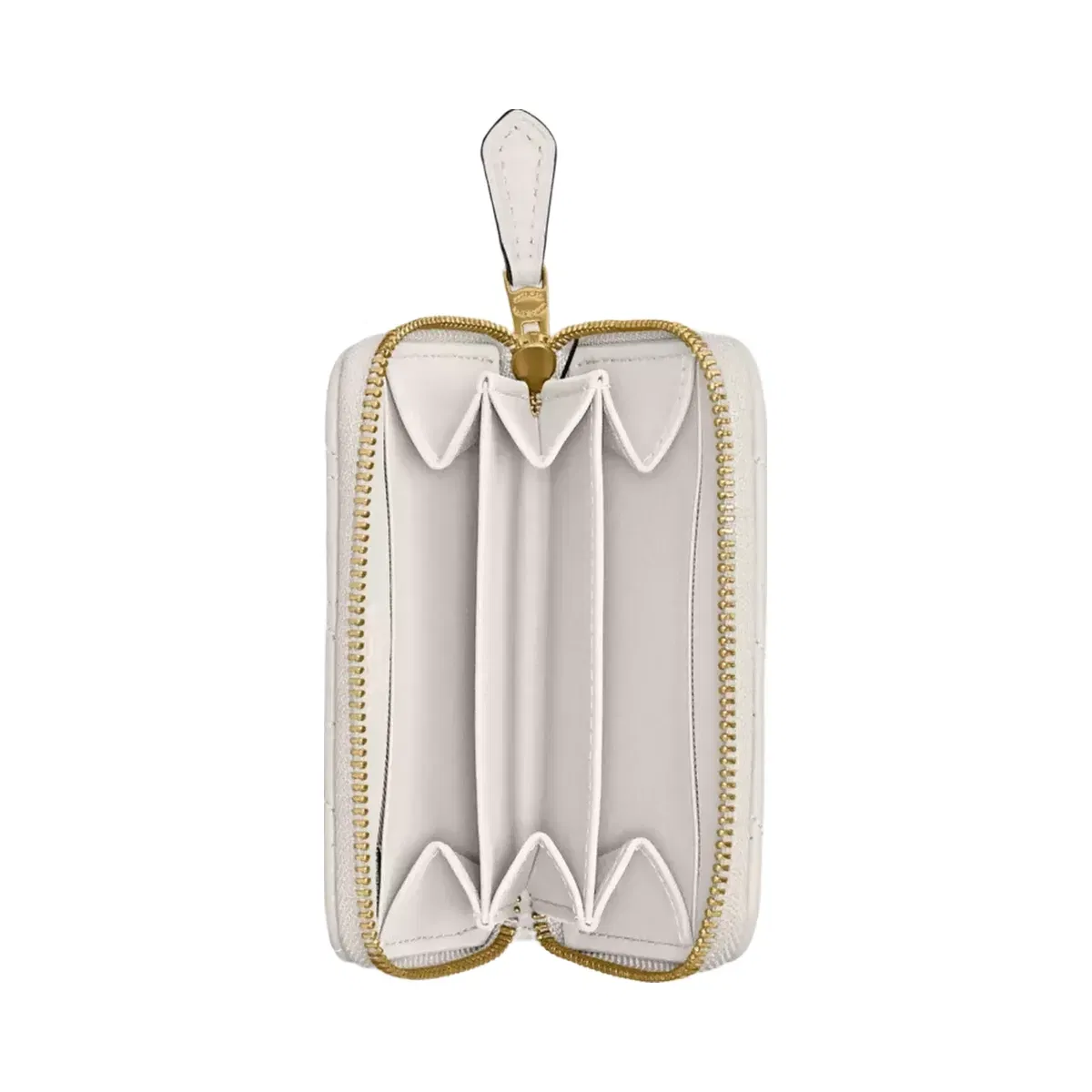 Coach Essential Small Zip Around Card Case With Pillow Quilting in Brass Chalk