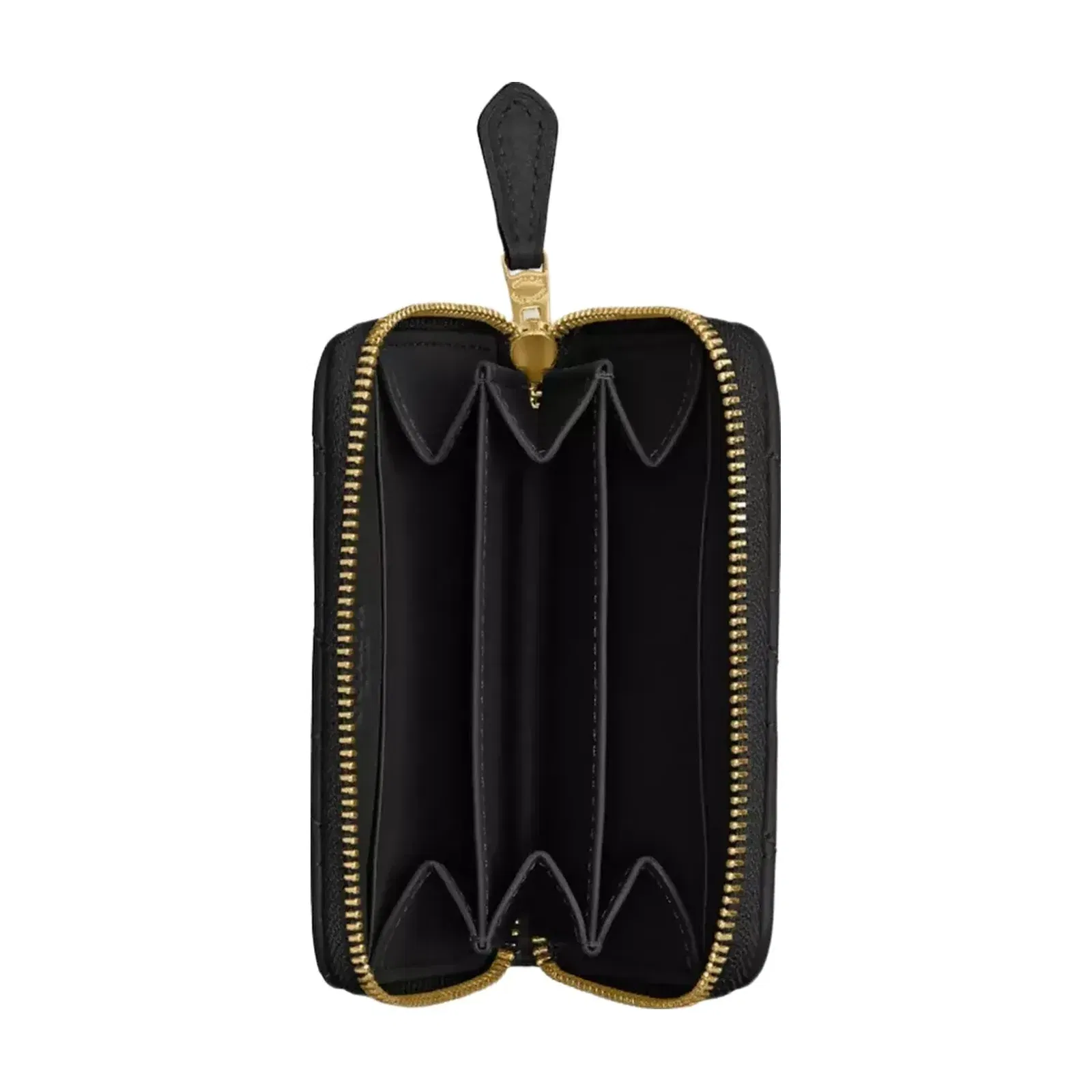 Coach Essential Small Zip Around Card Case With Pillow Quilting in Brass Black