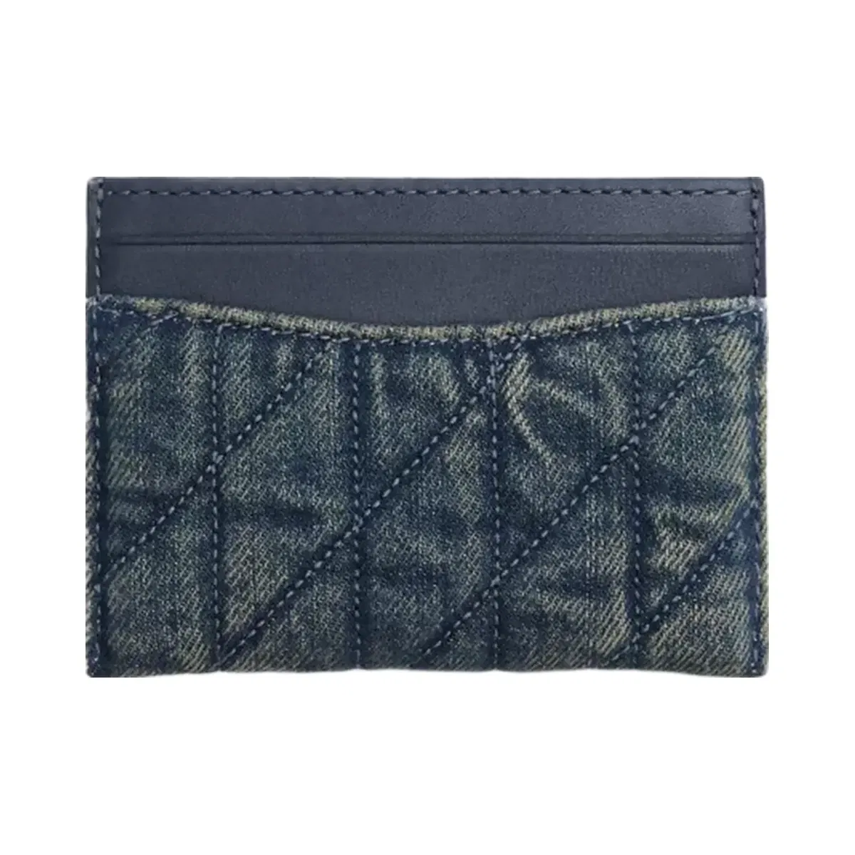 Coach Essential Card Case In Regenerative Cotton Denim With Quilting Brass Dark Indigo