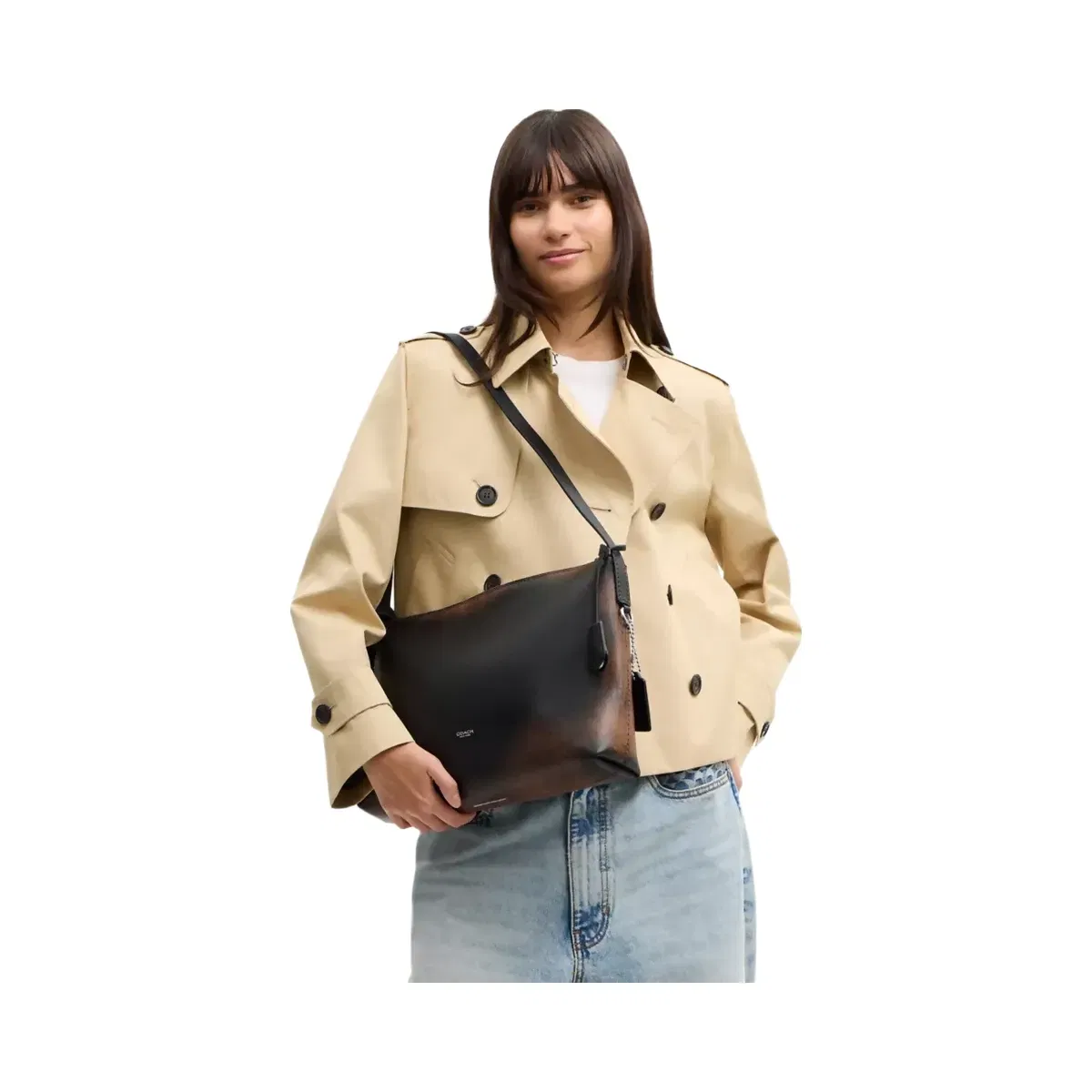 Coach Mott Messenger Bag 33 In Loved Leather in Black Light Tan