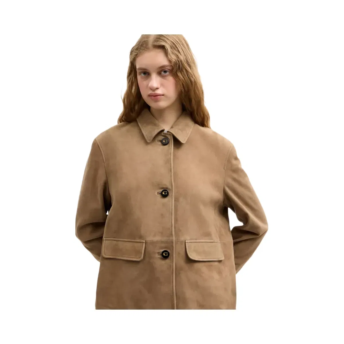 Coach Suede Coat in Umber