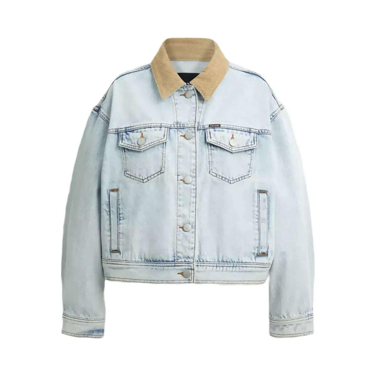 Coach Denim Jacket With Corduroy Collar In Organic Cotton in East River Wash